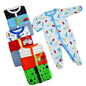 3-Piece Quality Cotton Baby Boy Romper & Sleepsuit Set – Soft, Breathable, Multicolor Assorted Prints for Newborns & Infants