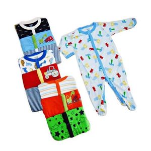 3-Piece Quality Cotton Baby Boy Romper & Sleepsuit Set – Soft, Breathable, Multicolor Assorted Prints for Newborns & Infants
