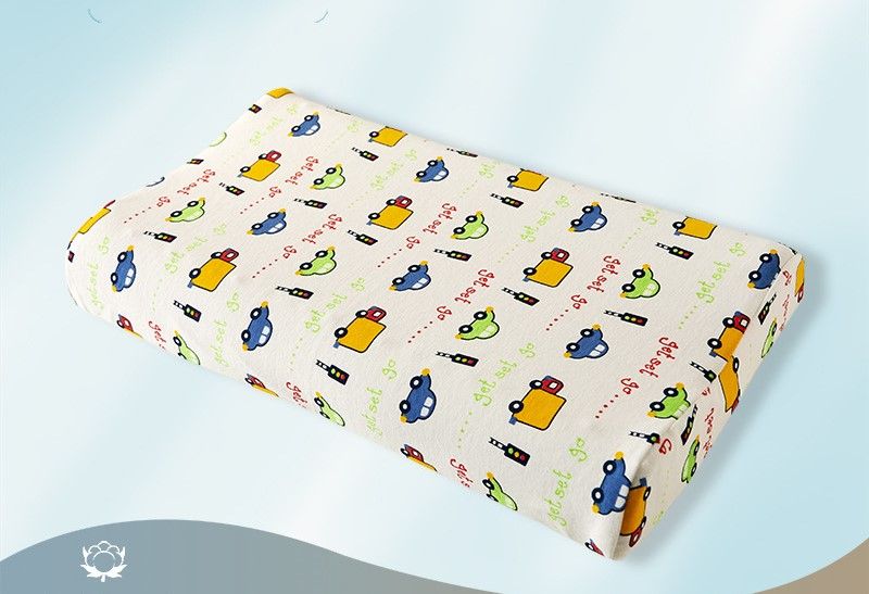 Kids Latex Pillow 27x44cm A-Class Cotton Cartoon Pillowcase Baby Neck Pillow