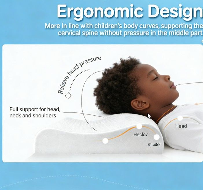 Kids Latex Pillow 27x44cm A-Class Cotton Cartoon Pillowcase Baby Neck Pillow