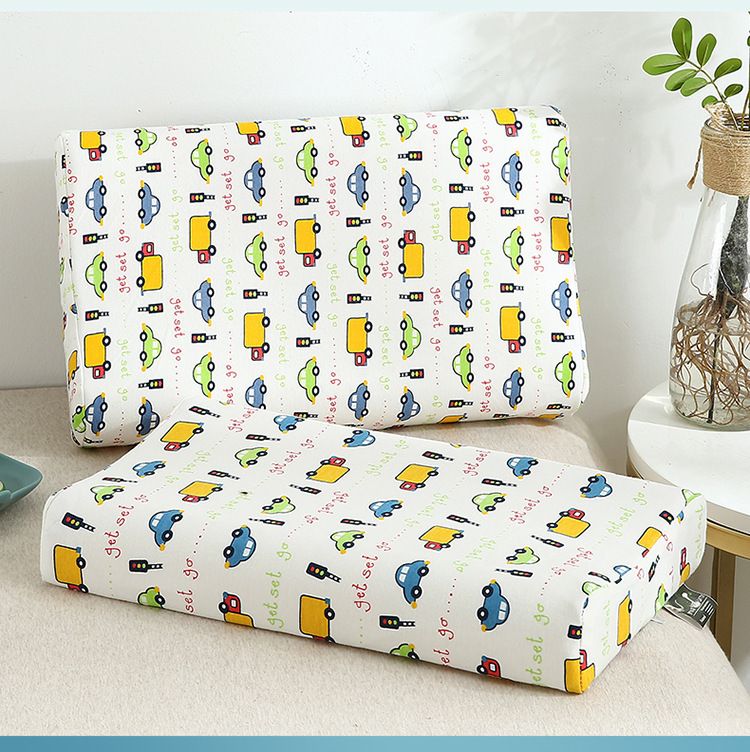 Kids Latex Pillow 27x44cm A-Class Cotton Cartoon Pillowcase Baby Neck Pillow