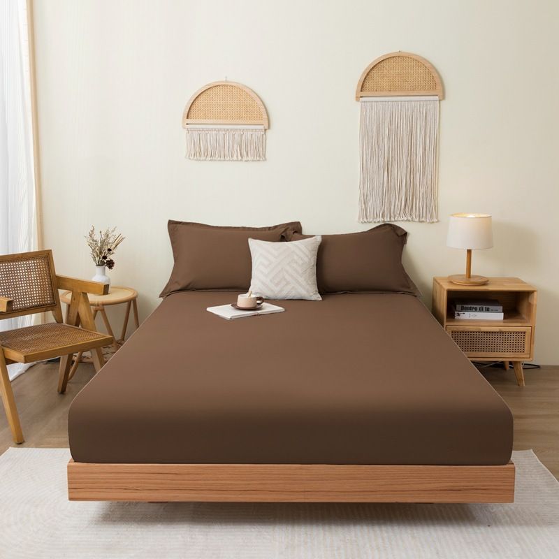 One Piece Solid Brushed Fitted Sheet Soft Skin-Friendly Single Double Bed Mattress Cover Dustproof Protector Bedding