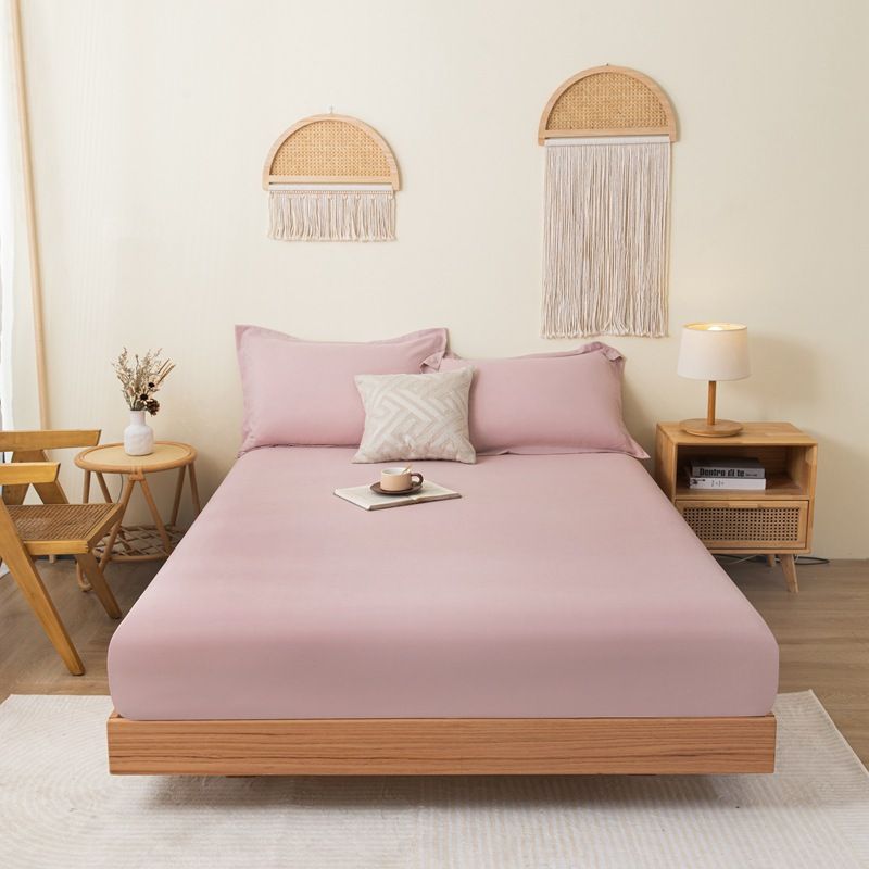 One Piece Solid Brushed Fitted Sheet Soft Skin-Friendly Single Double Bed Mattress Cover Dustproof Protector Bedding