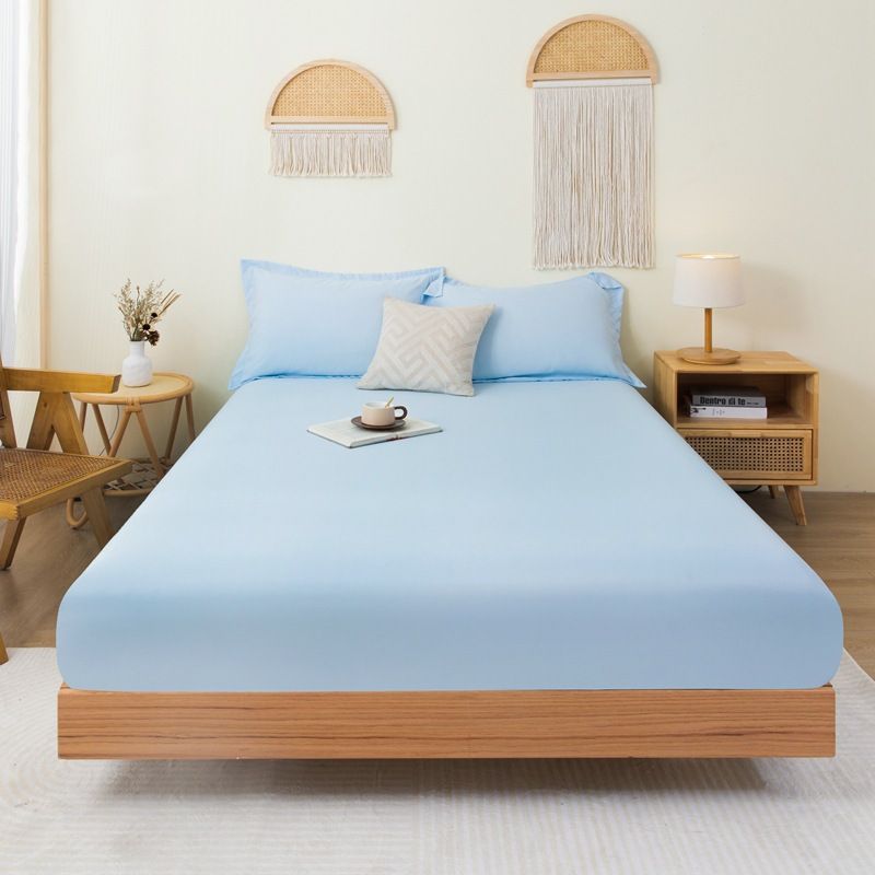 One Piece Solid Brushed Fitted Sheet Soft Skin-Friendly Single Double Bed Mattress Cover Dustproof Protector Bedding