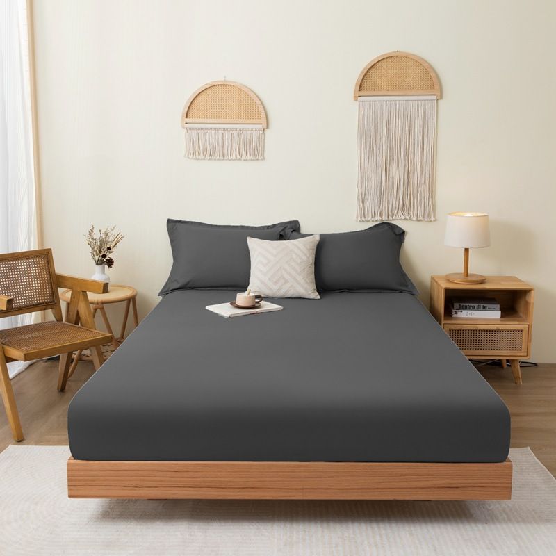 One Piece Solid Brushed Fitted Sheet Soft Skin-Friendly Single Double Bed Mattress Cover Dustproof Protector Bedding