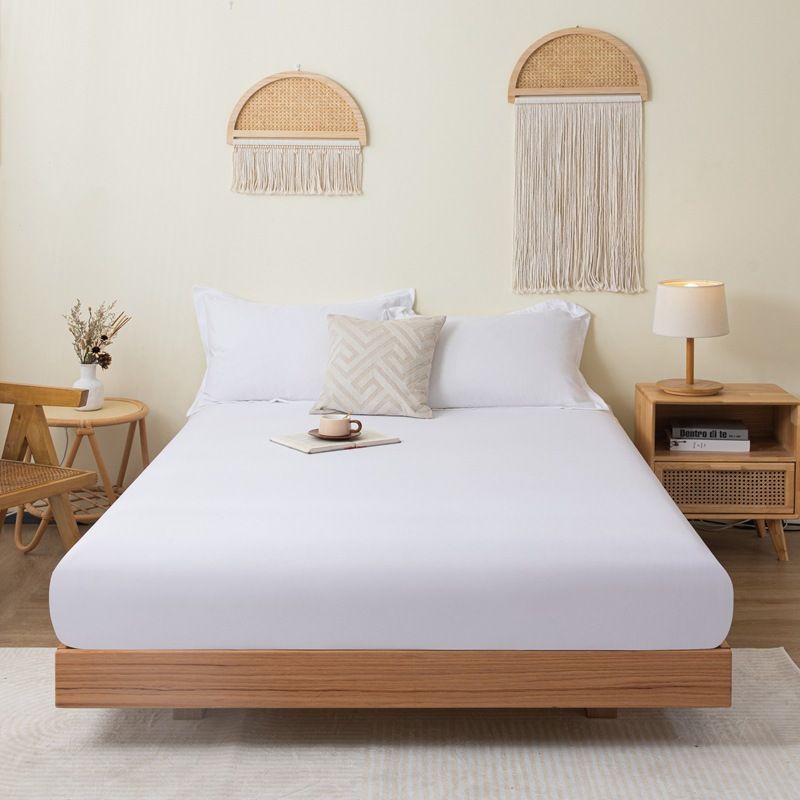 One Piece Solid Brushed Fitted Sheet Soft Skin-Friendly Single Double Bed Mattress Cover Dustproof Protector Bedding