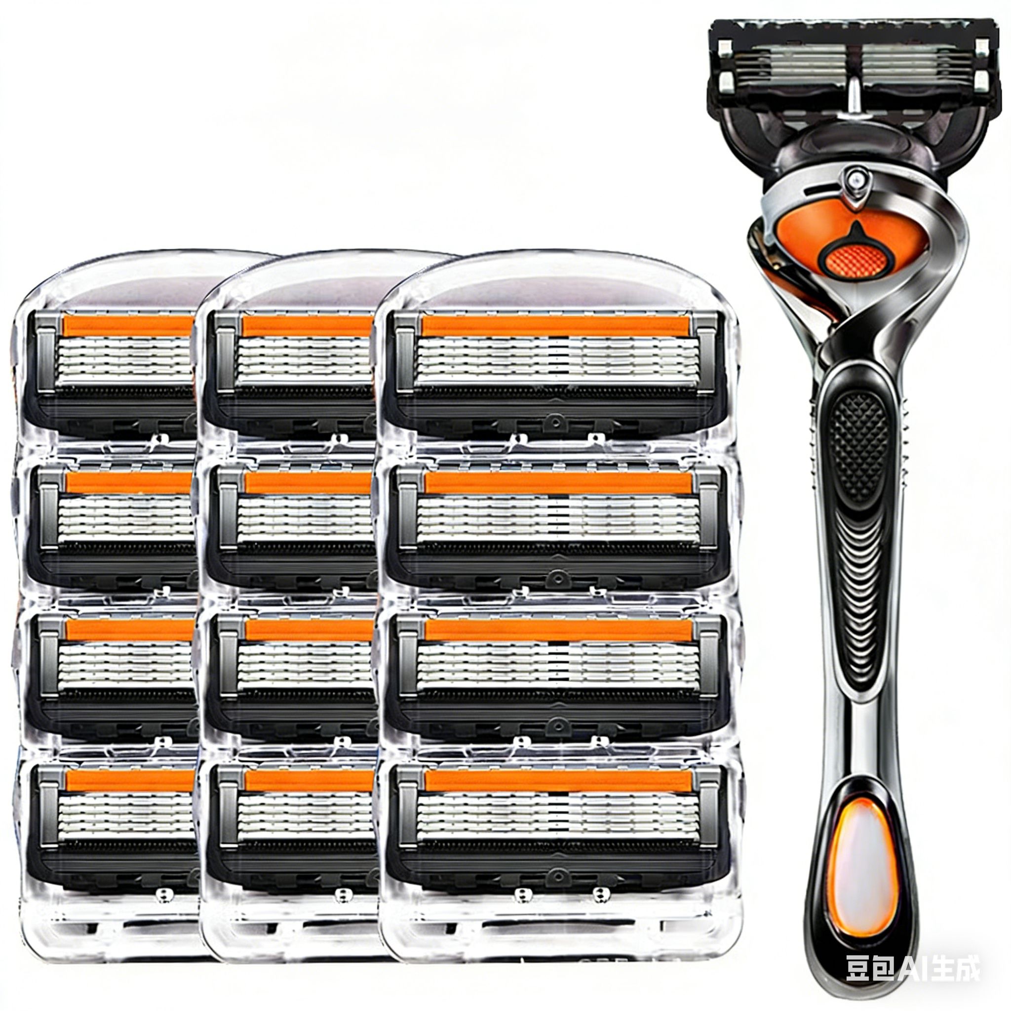 German 5-Blade Manual Shaving Razor | Stainless Steel Handle | Universal Replacement Blades | Men’s Classic Shaver