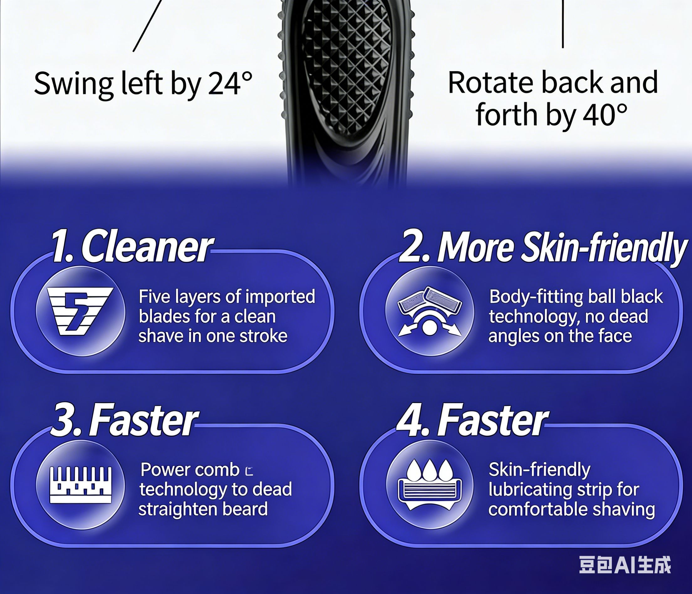 German 5-Blade Manual Shaving Razor | Stainless Steel Handle | Universal Replacement Blades | Men’s Classic Shaver