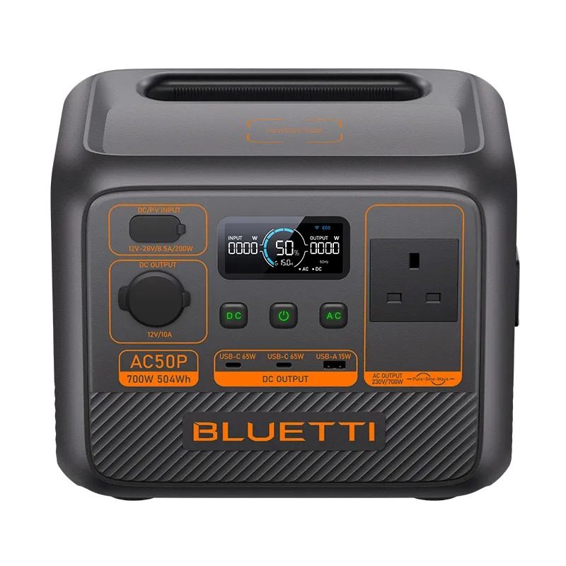 BLUETTI AC50P 700W Portable Power Station – 504Wh Solar Generator Backup Battery for Home & Camping