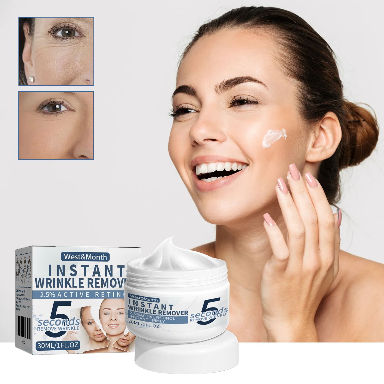 West Month 5-Second Retinol Cream for Elastic Skin, Hydrating and Moisturizing, Softening Skin