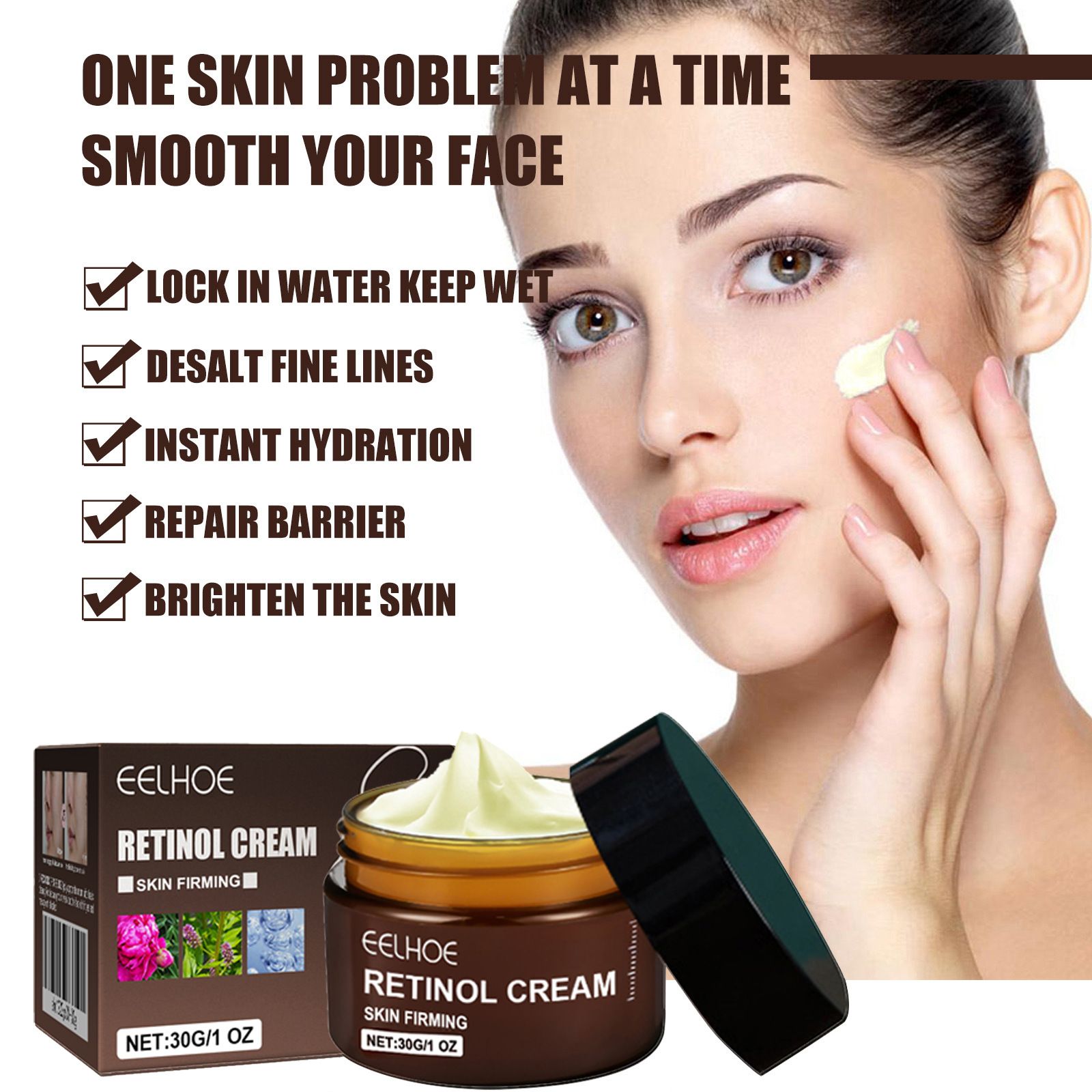 EELHOE Retinol Face Cream Moisturizes and Hydrates Facial Skin, Daily Care, Gentle Application, Skin-Softening Cream