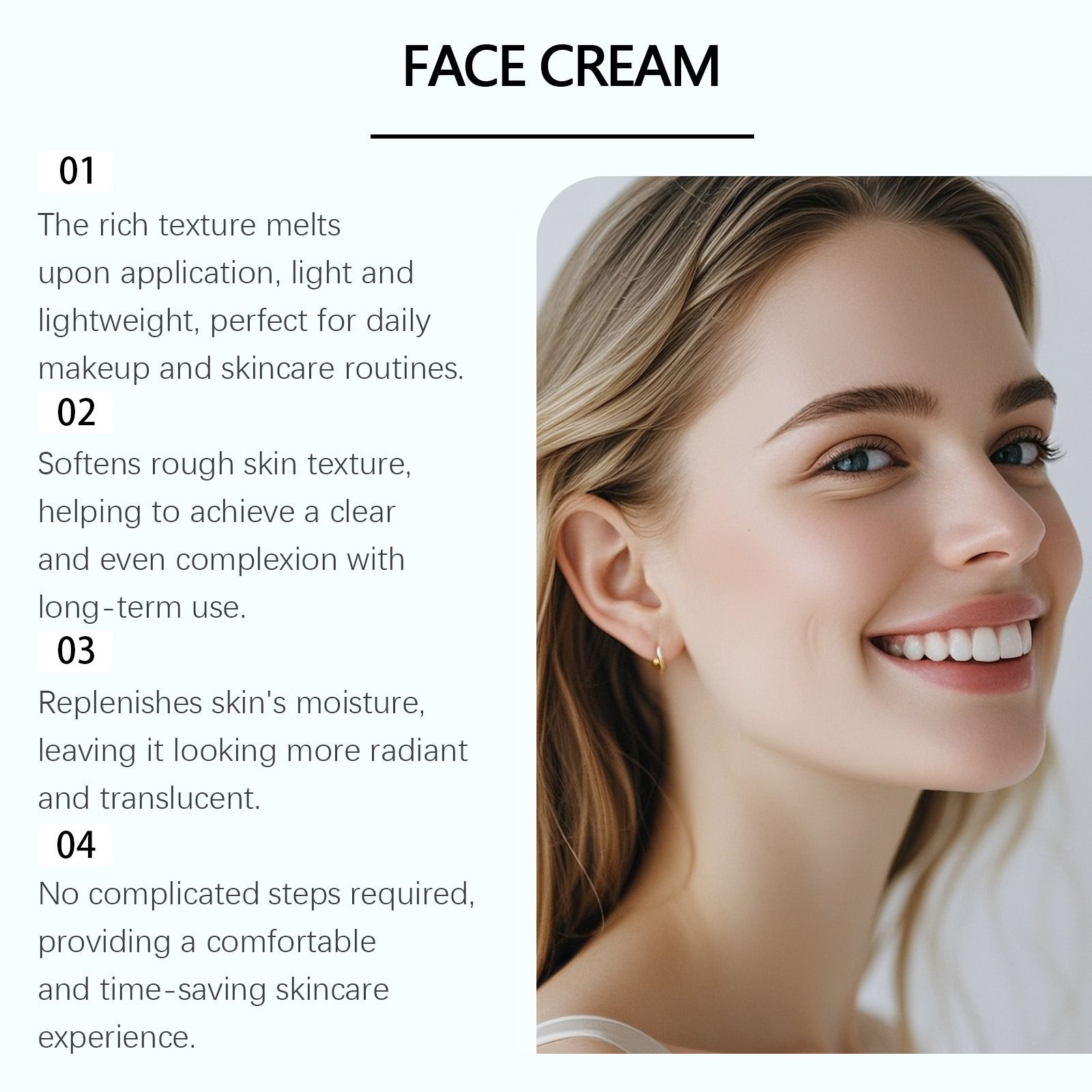 HOYGI Moisturizing Lightweight Cream Facial Skin Dry Care Moisturizing Smooth Hydrating Face Cream