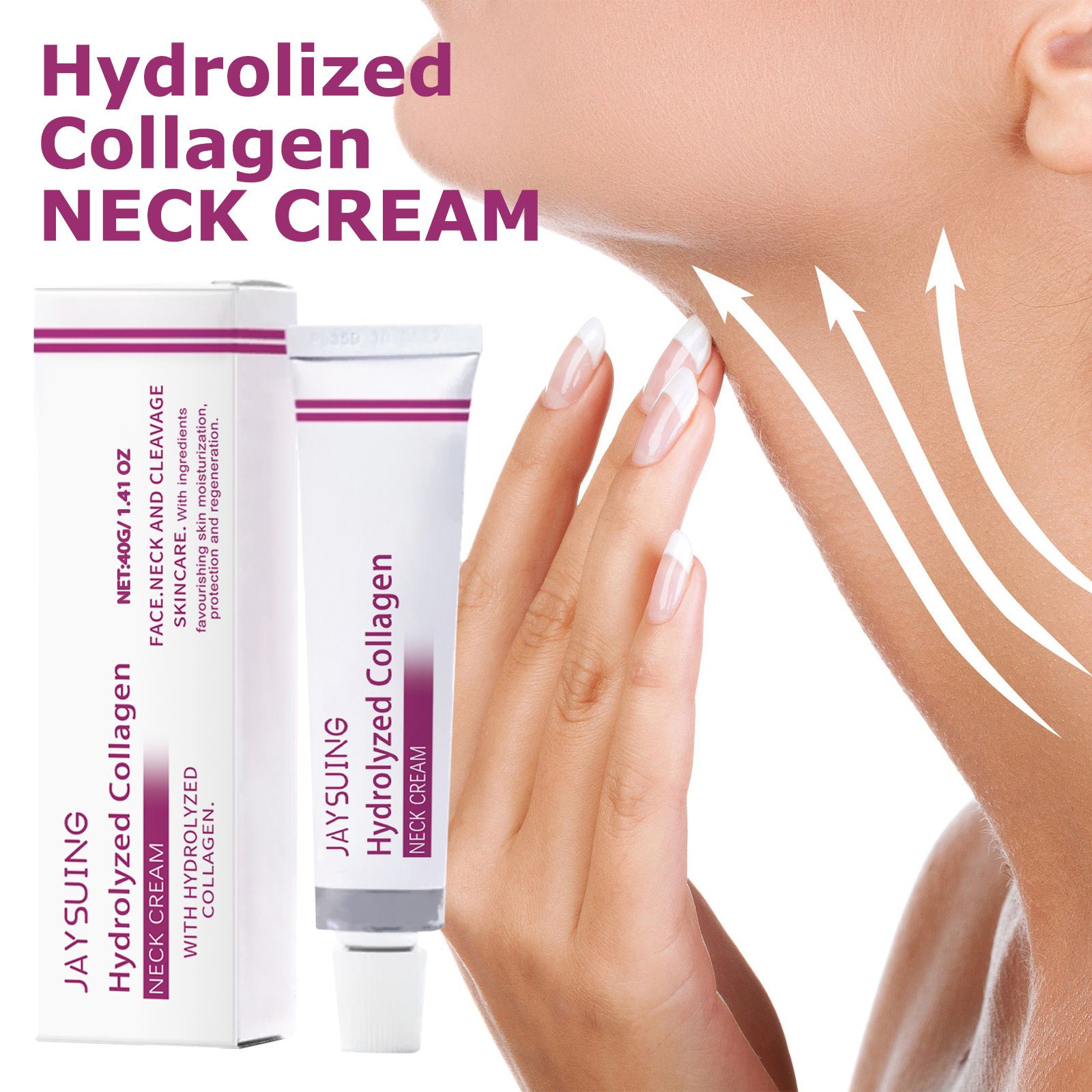 Jaysuing Hydrolyzed Collagen Neck Cream Gentle Care for Neck Skin, Moisturizing, Refreshing and Nourishing Massage Cream