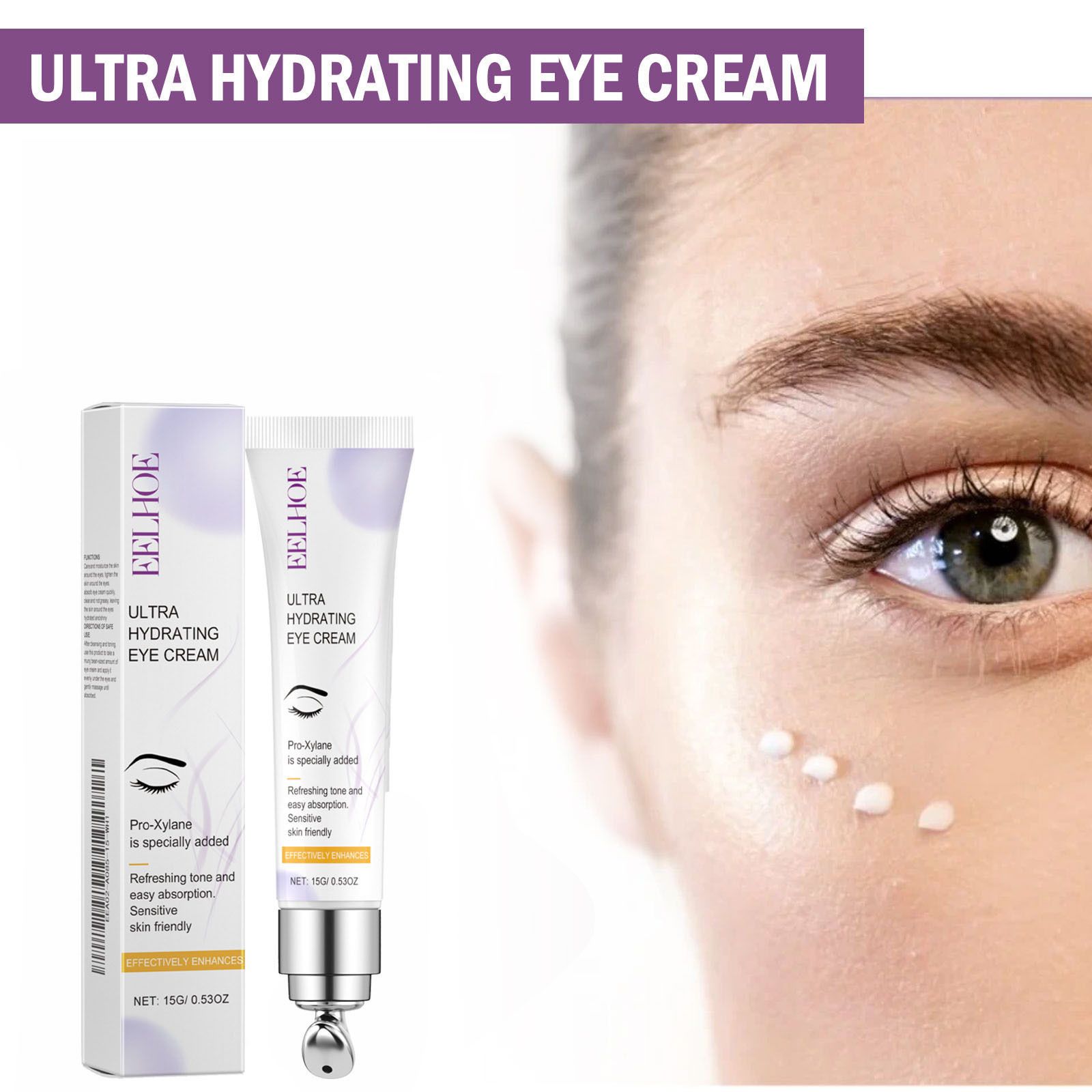EELHOE Moisturizing Eye Cream Gentle Care for the Eyes, Dark Circles, Puffiness, Dry Lines, Moist, Soft, and Elastic Eye Cream