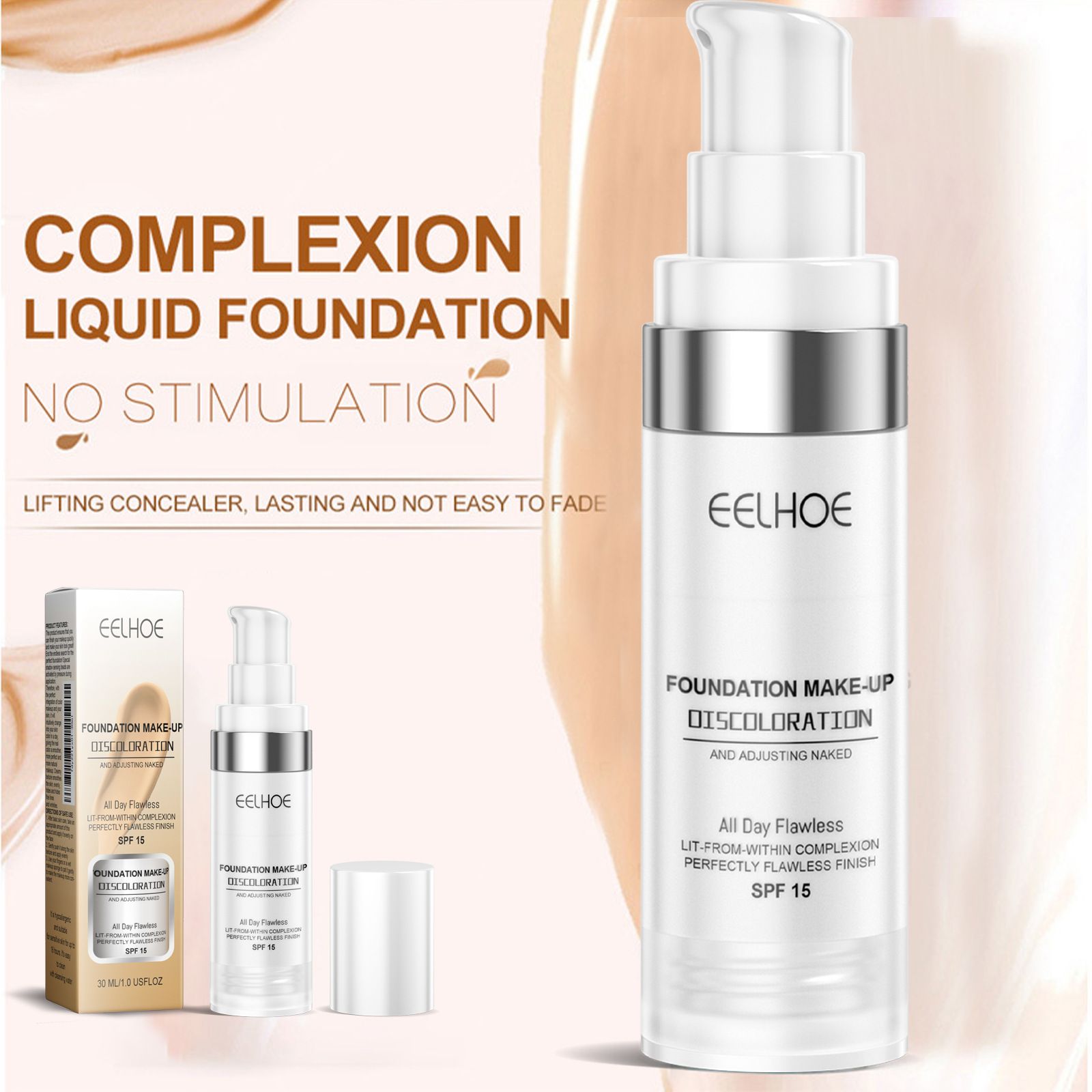 EELHOE Foundation Liquid, daily moisturizing, long-lasting, evens skin tone, lightweight and delicate texture foundation liquid