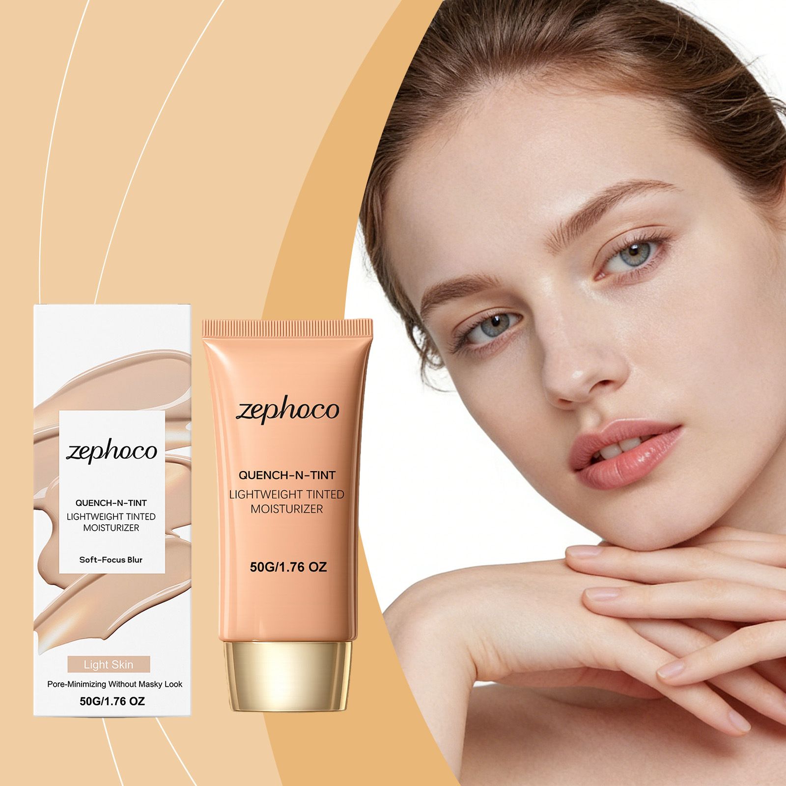 zephoco Lightweight Concealer Foundation Cream, light and thin makeup feeling, natural and long-lasting, creamy skin nude makeup foundation cream