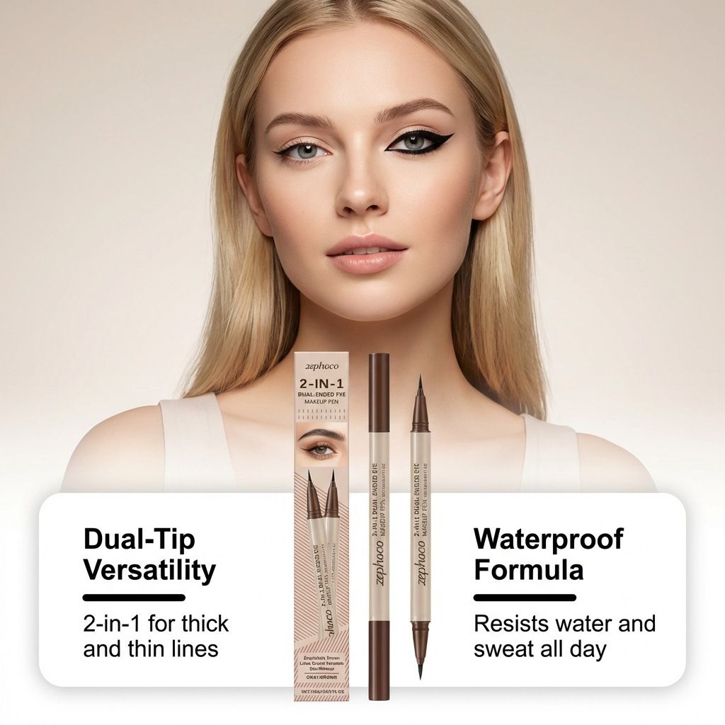 zephoco double-ended liquid eyeliner (gray-brown) silky and smooth, not easy to smudge, natural and invisible eyeliner view 2