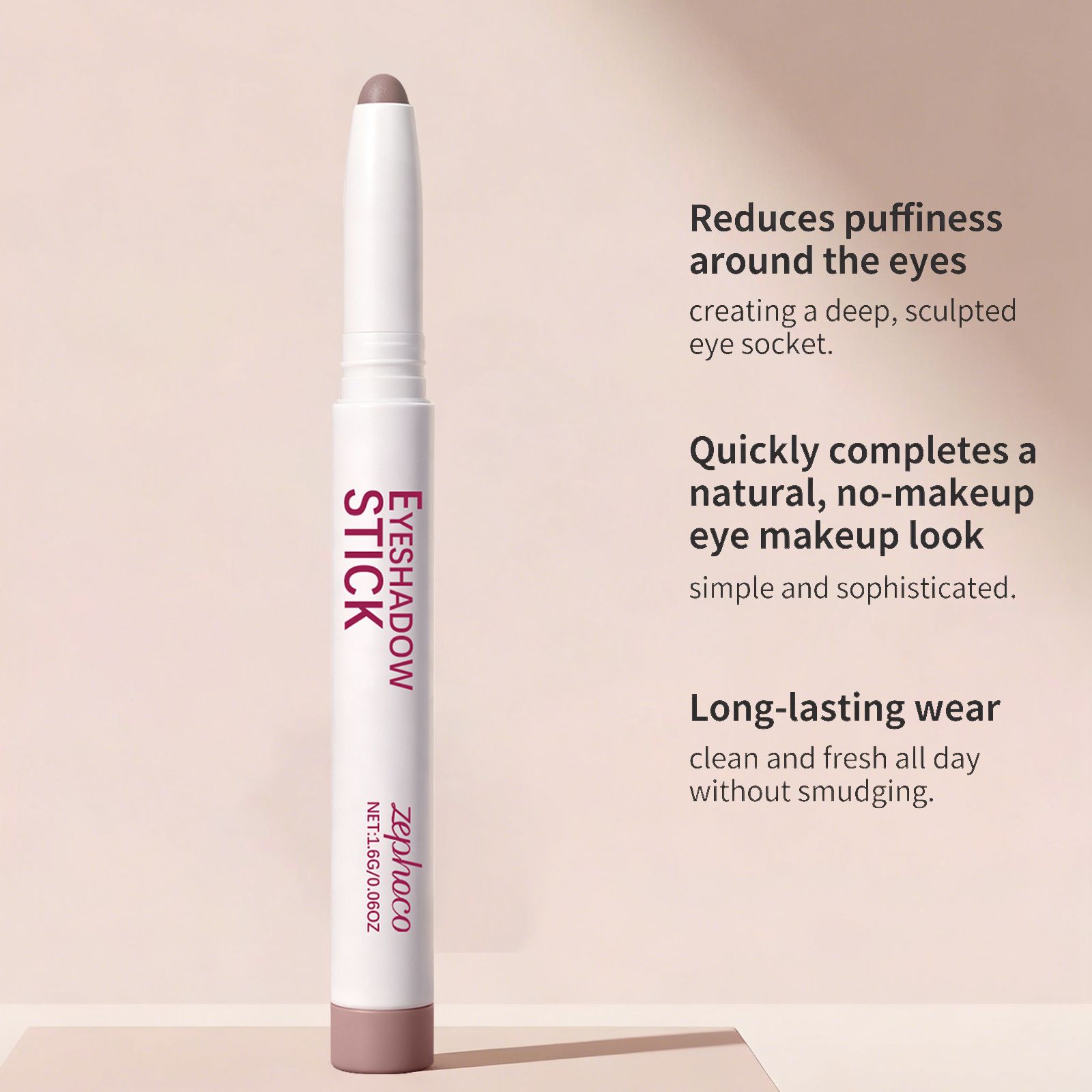 Zephoco pink brown eye shadow pen silky soft fog delicate color rendering easy to smudge to create natural daily makeup view 3