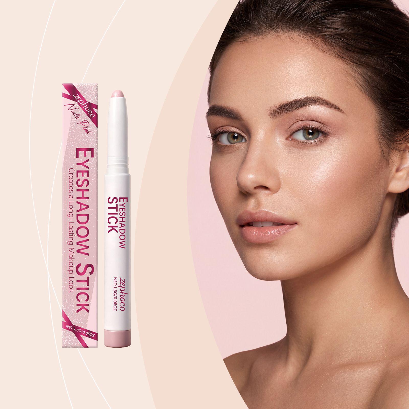 Zephoco nude pink silky soft fog eye shadow pen fine flash fine color fine powder versatile commuting dating makeup