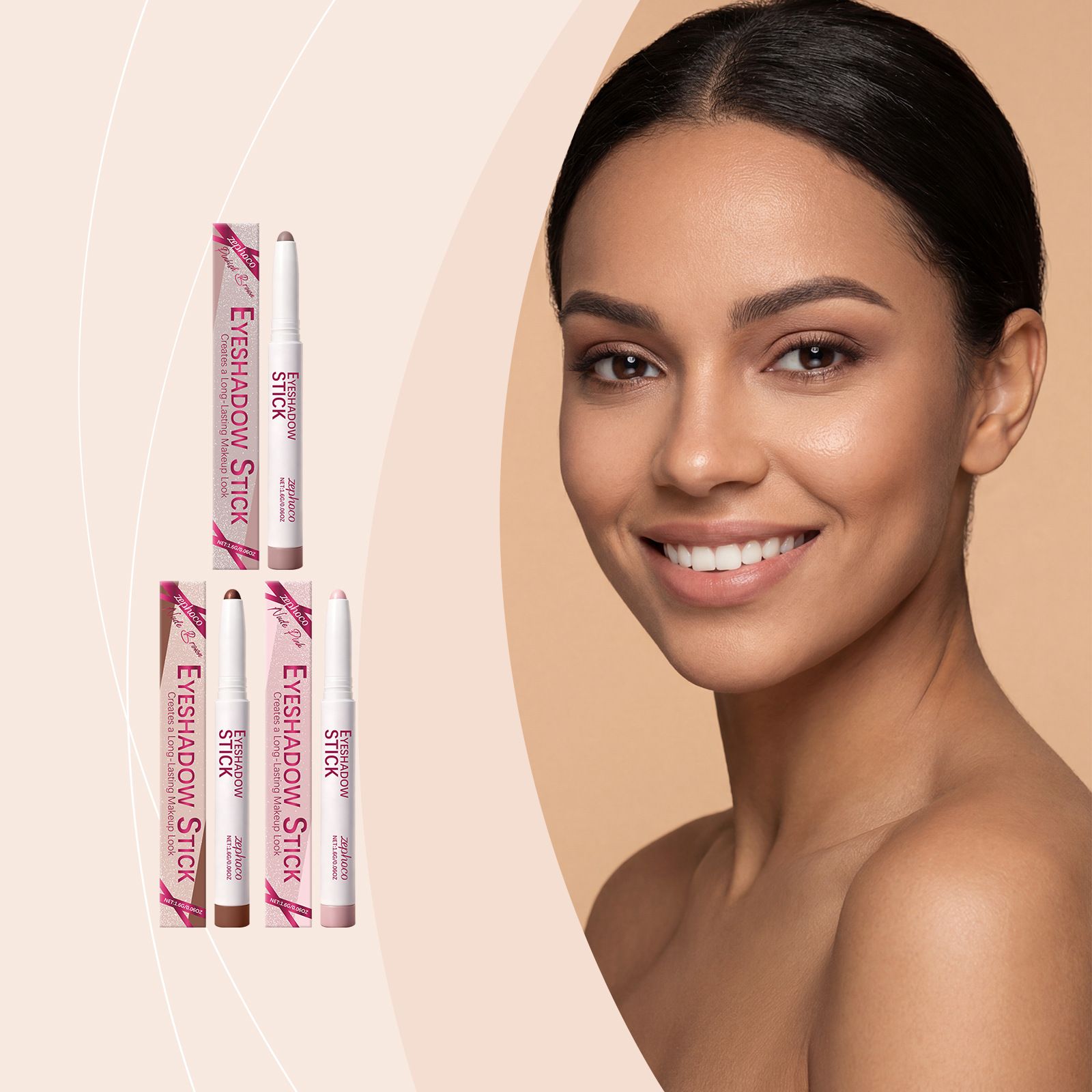 Zephoco silky soft fog eye shadow pen color display fine flash natural light makeup versatile commute dating eye shadow
