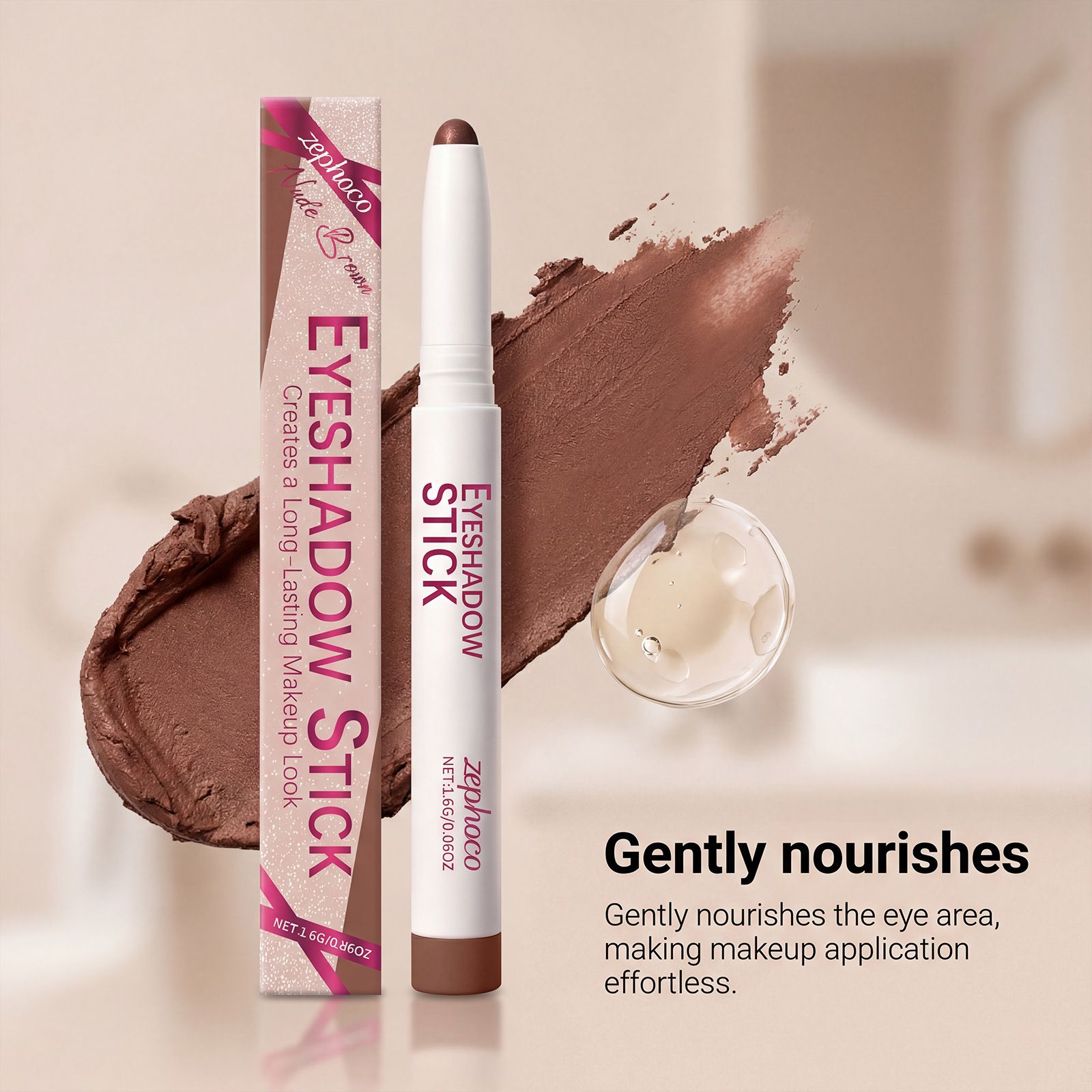 Zephoco silky soft fog eye shadow pen color display fine flash natural light makeup versatile commute dating eye shadow view 3