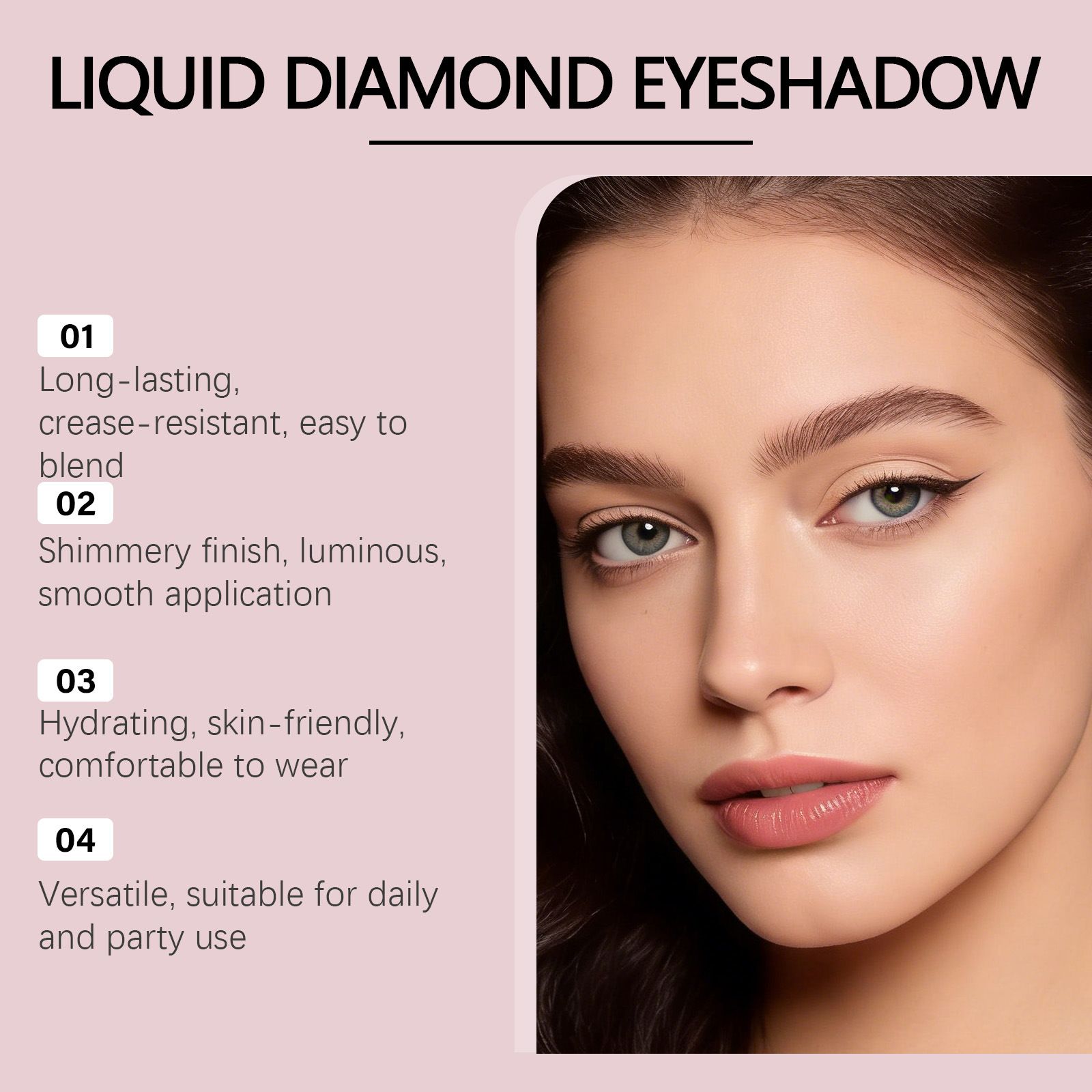 Zephoco Diamond Glitter eye shadow (Apricot) Natural Pearl Light Glitter Daily Party Party Beautiful Eye Makeup view 4