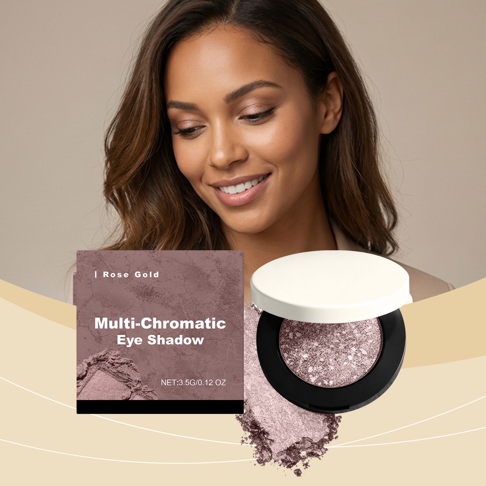 Rose gold glittering three-dimensional eye shadow daily natural color luster portable commuting dating eye makeup