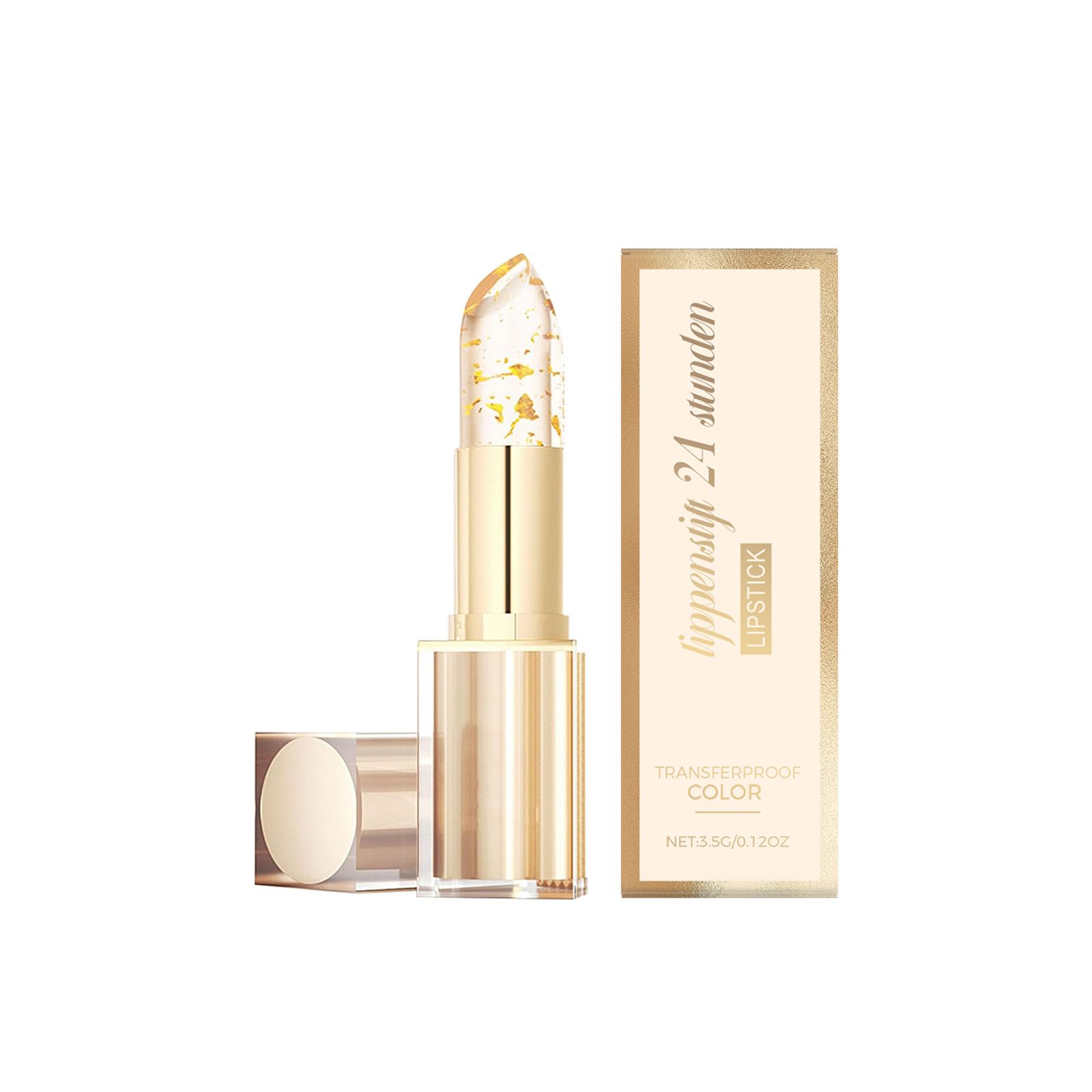 Gold foil thermo-changing moisturizing lipstick for daily lip care, makes lip skin smooth and pink, lightweight, non-greasy, and does not stick to cups.