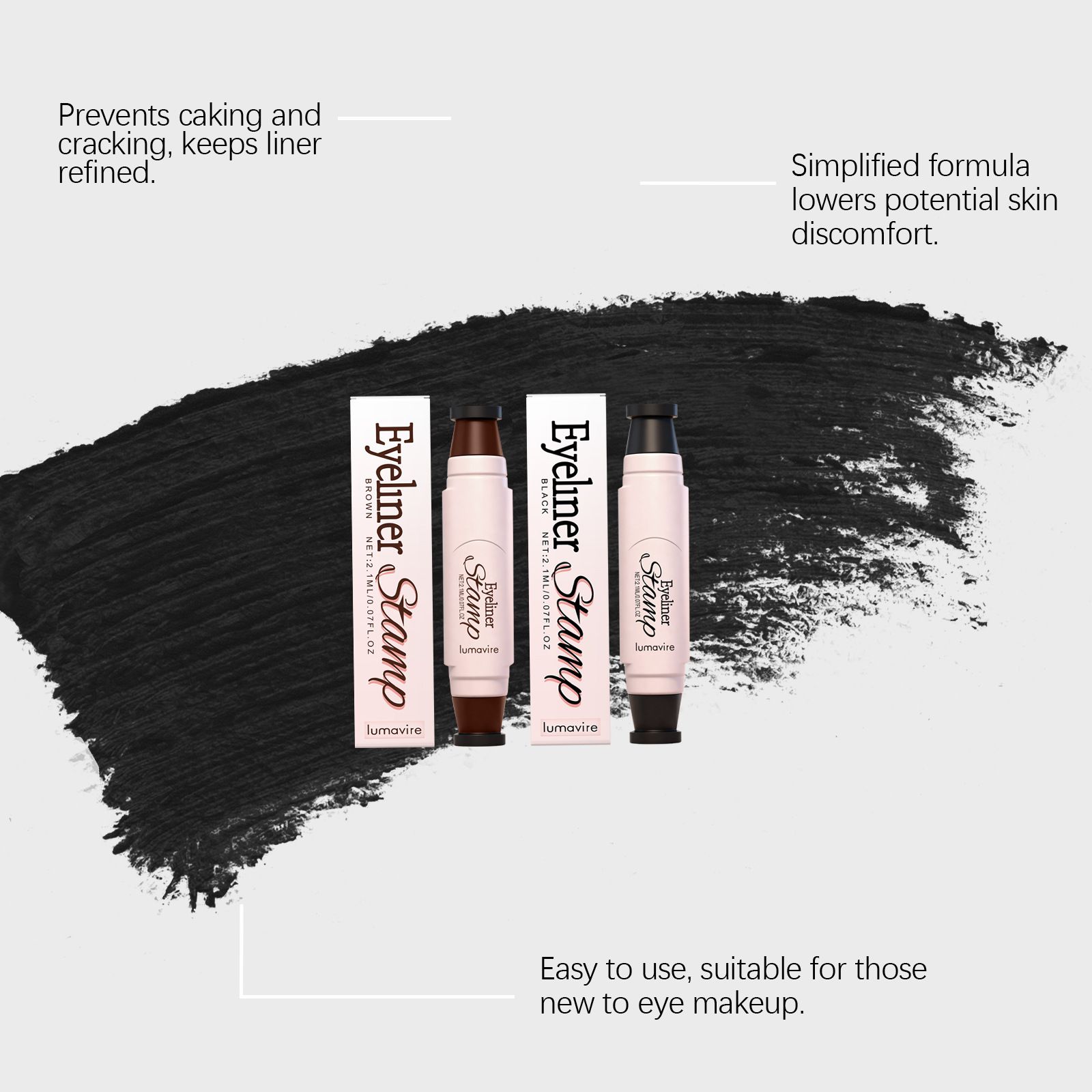 Lumavire waterproof eyeliner stamp pen, silky smooth, natural color rendering, versatile daily eye makeup tool view 3