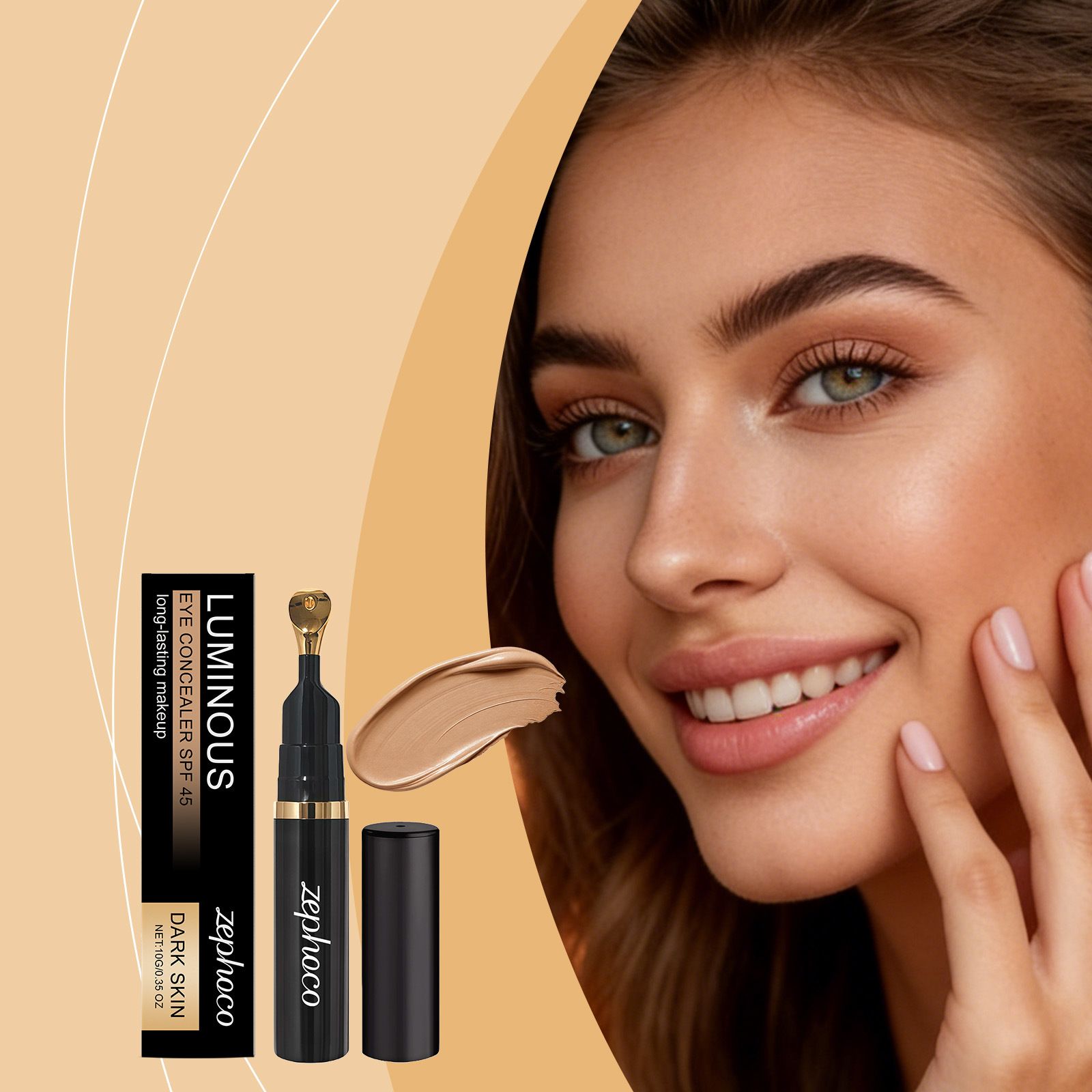 ZEPHOCO Lightening Eye Concealer Cream: Natural and conforming, it conceals eye imperfections, moisturizes and hydrates, and maintains makeup for long-lasting coverage