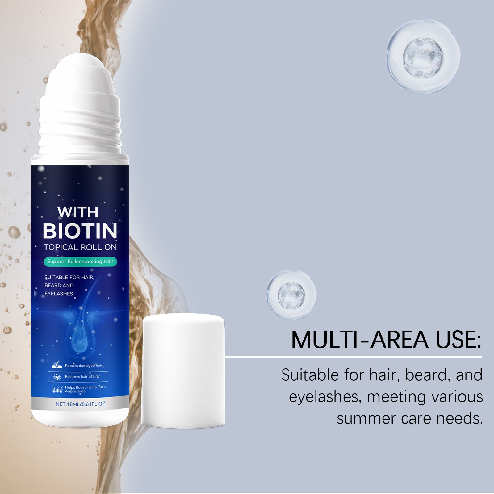 Men's hair care roll-on, moisturizing hair, refreshing, mild, moisturizing, smoothing, portable design, hair care roll-on