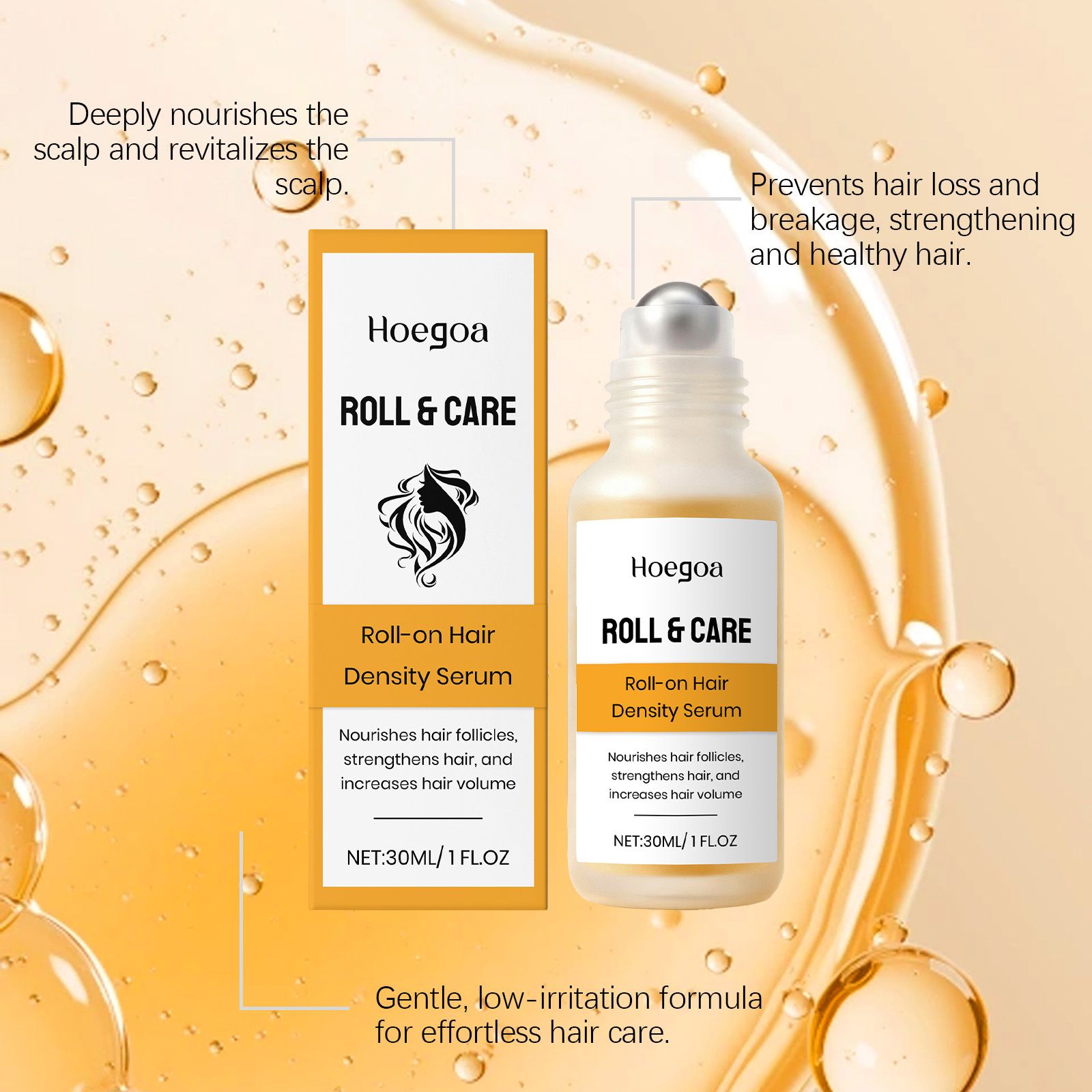 HOEGOA Scalp Nourishing Roll-on Essence gently nourishes the scalp and cares for the hair, leaving it moisturized and smooth for daily care