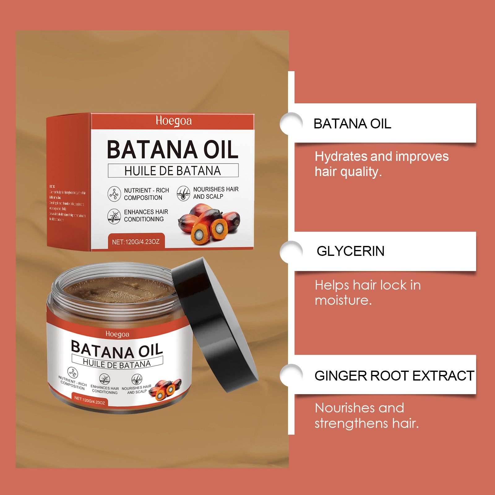 HOEGOA Bata Na Hair Care Balm: Gentle nourishing, improves texture, enhances shine, nourishes scalp, soothes and moisturizes