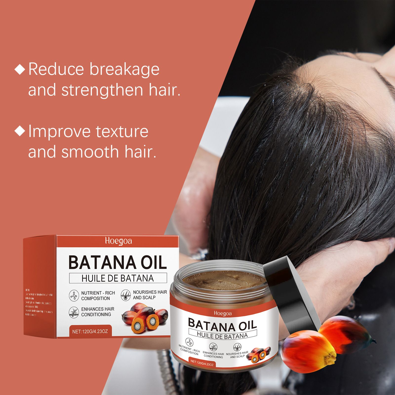 HOEGOA Bata Na Hair Care Balm: Gentle nourishing, improves texture, enhances shine, nourishes scalp, soothes and moisturizes