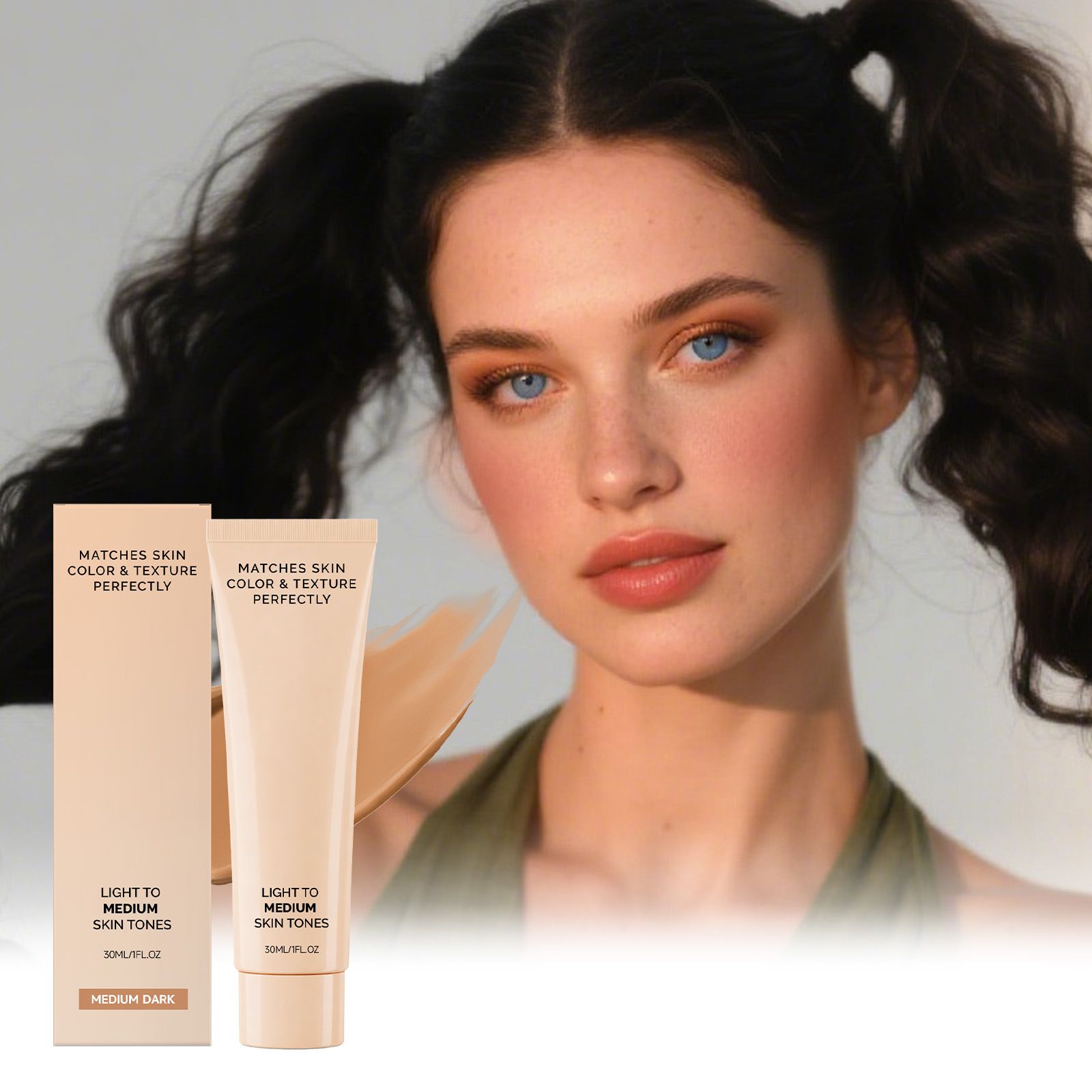 Medium Skin Tone Concealer Foundation Liquid, naturally evens skin tone, flawless matte nude makeup look, daily moisturizing and long-lasting foundation liquid