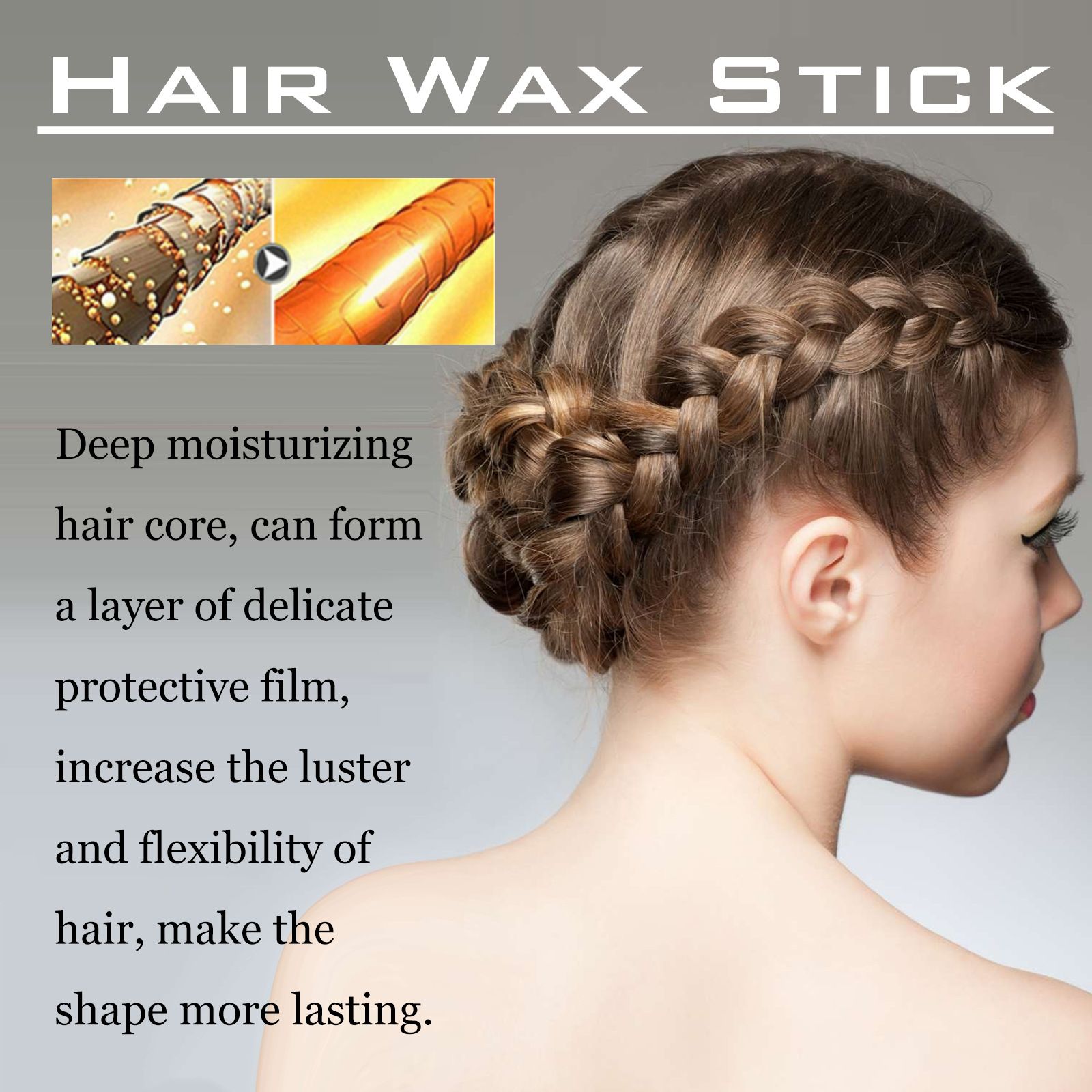 Hoegoa hair wax stick, hair tidying, natural luster, smooth frizzy hair, long-lasting styling, hair tidying stick