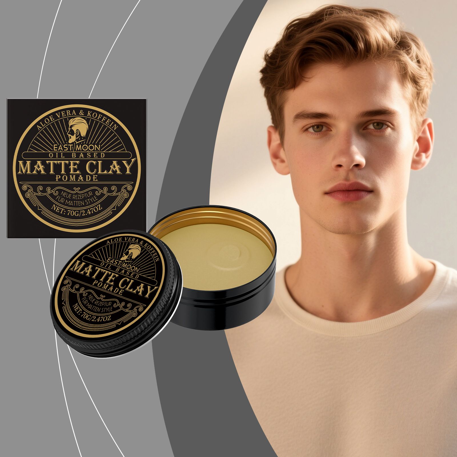 EAST MOON Men's styling hair oil, a hair styling product for men, provides a sleek and easy-to-manage hairstyle that is refreshing and non-greasy