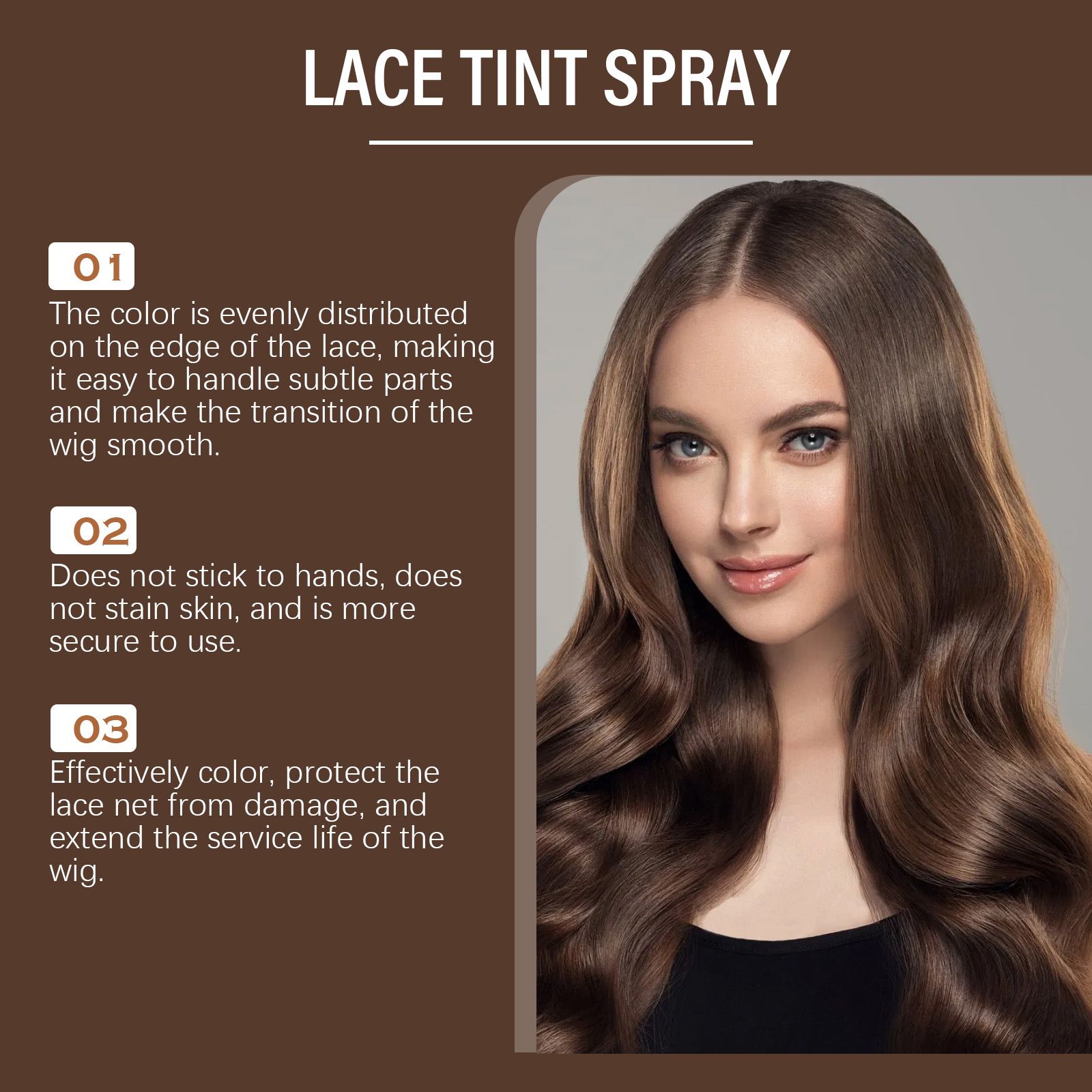 EELHOE Brown Lace Wig Care Spray - Hair Invisible Glue, Wig Styling, Daily Hair Care
