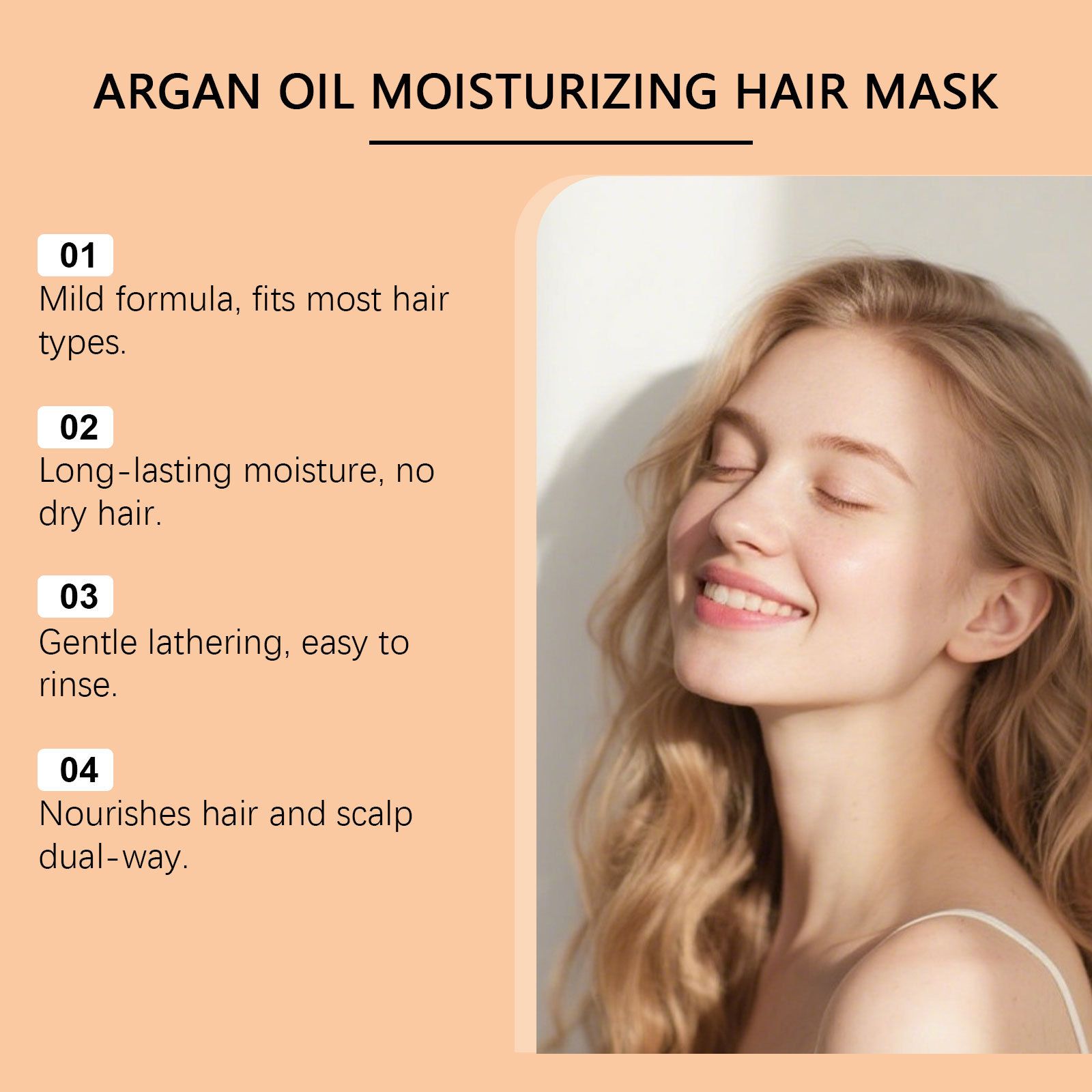 HOEGOA Moroccan Argan Oil Moisturizing Hair Mask nourishes and moisturizes hair, leaving it smooth and radiant