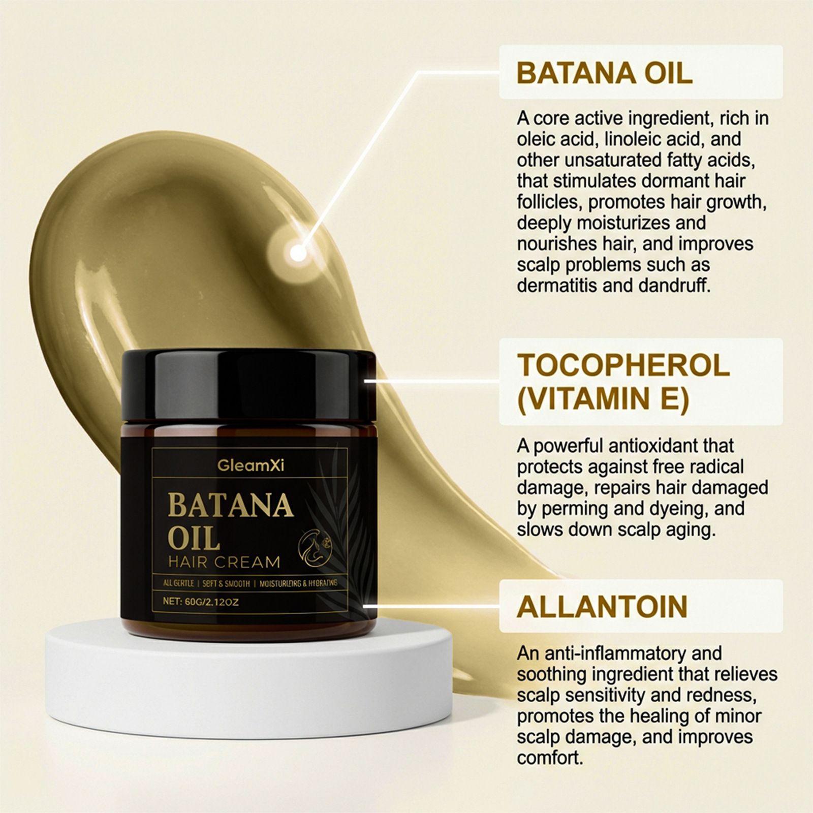 GleamXi Bata Na Hair Cream: A Gentle and Moisturizing Care for Frizzy, Lightweight Hair, Ideal for Daily Use