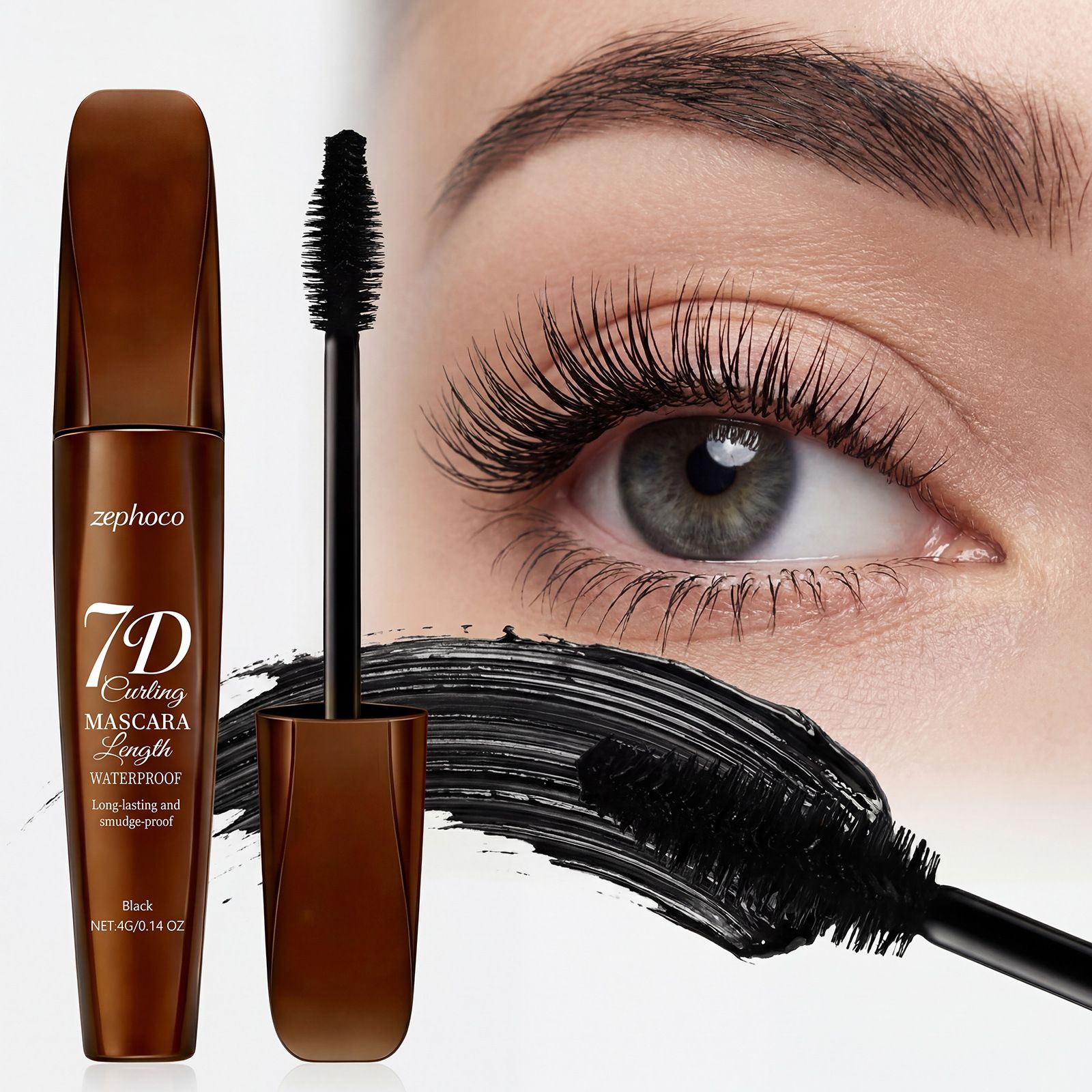 zephoco volumizing and curling mascara naturally enhances eyelashes, is not easy to smudge, and creates a silky, beautiful eye makeup look