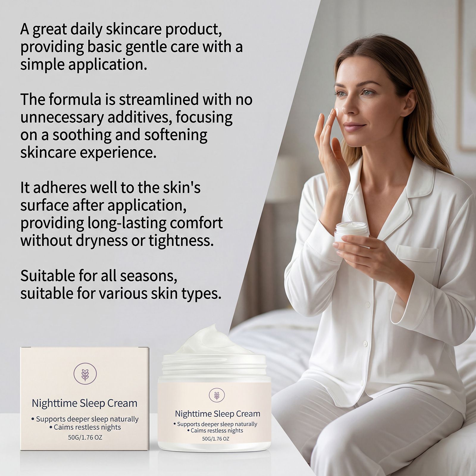 Sleep Comfort Cream Nighttime Comfort Care Moisturizes Body Skin Refreshing and Hydrating Apply Before Bed and Massage for Care