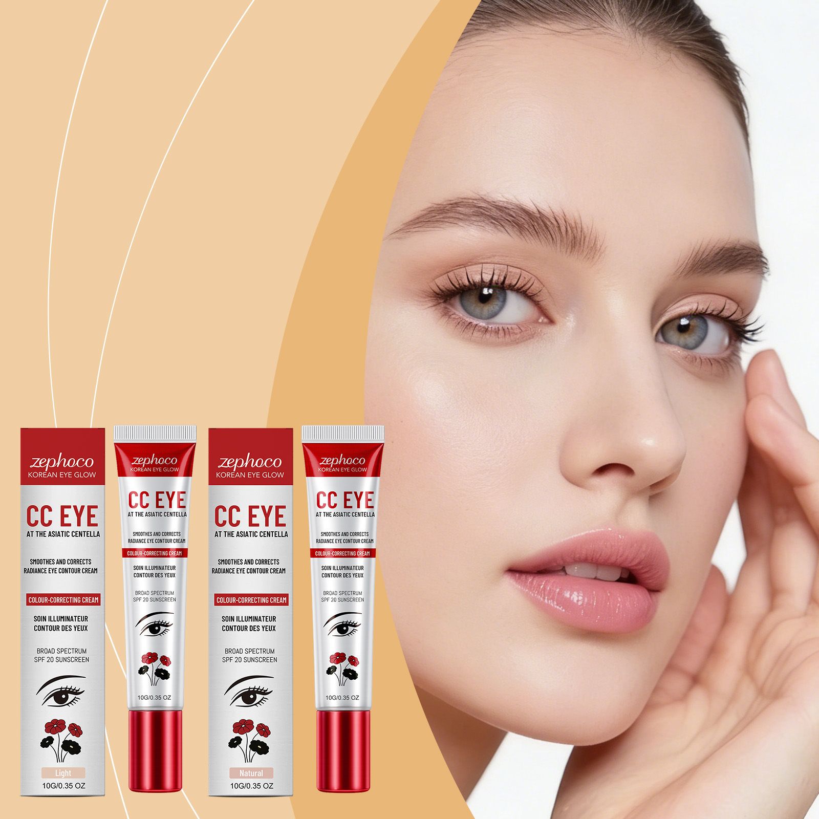 zephoco Eye Protection CC Cream Series Moisturizing, Non-Greasy, Softens Imperfections, Primer for Brightening the Eye Area