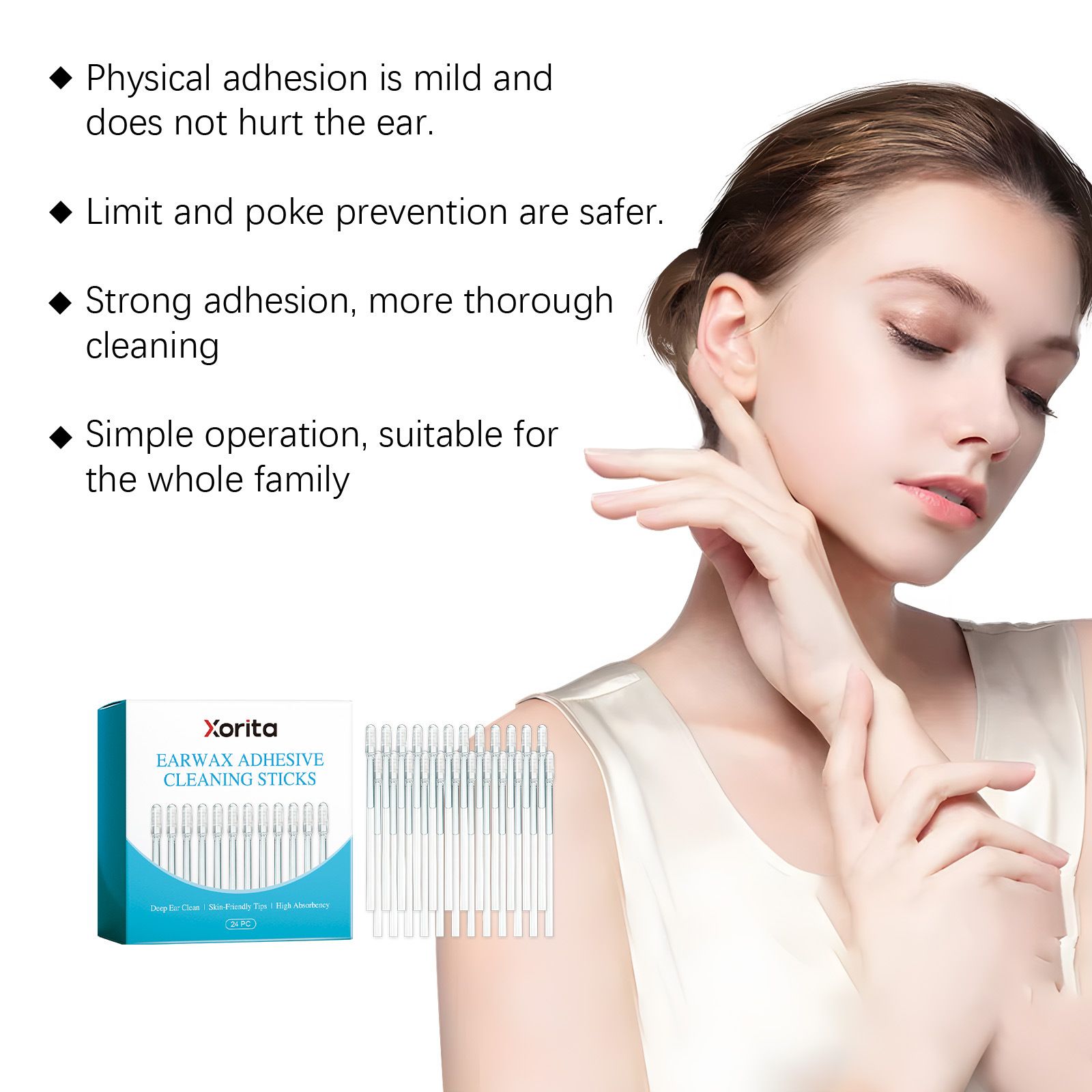 Xorita Sticky Earwax Cleaning Stick Adhesive Ear Cleaning Soft and Clean Earwax Removal Convenient for Daily Use