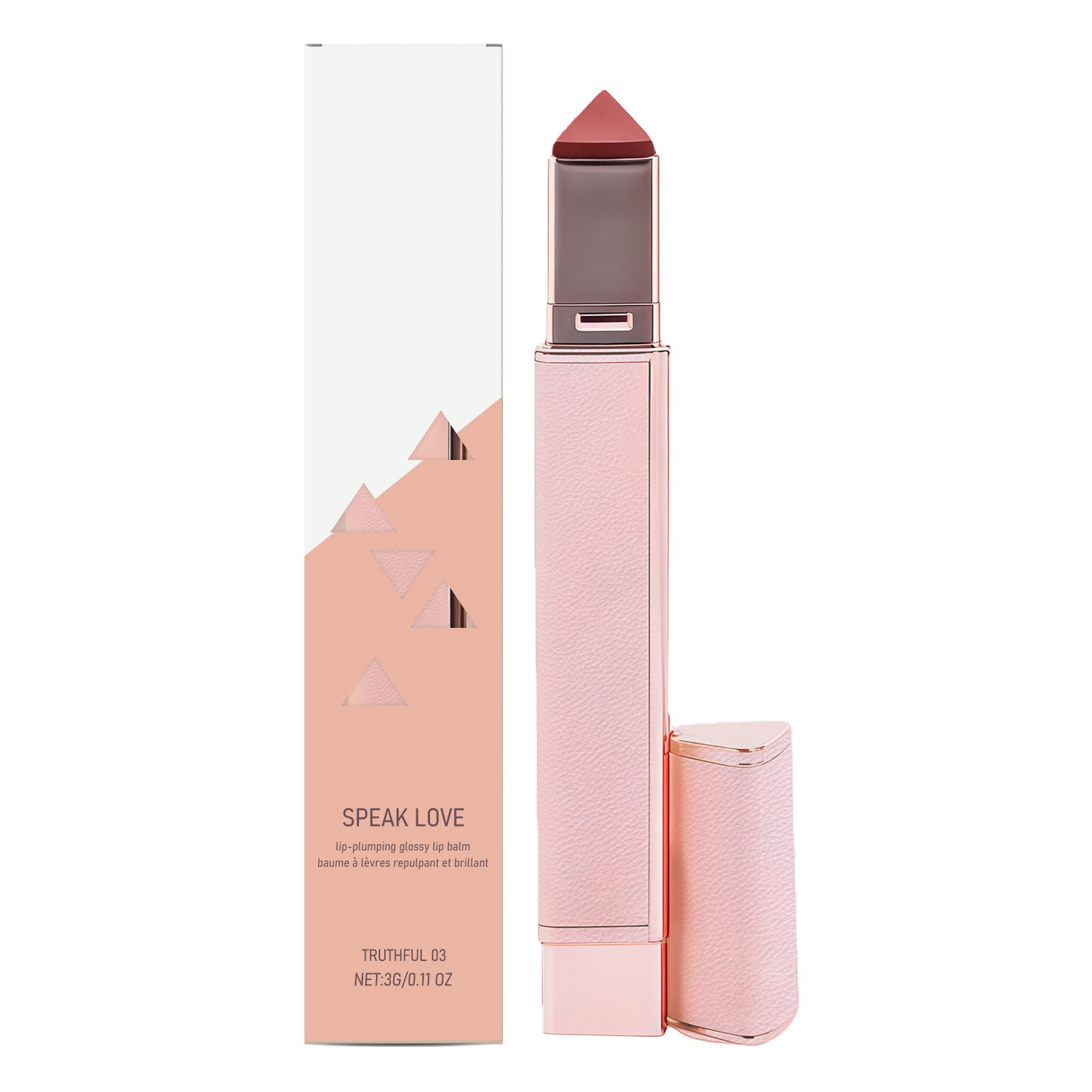 Plump and glossy moisturizing lipstick (Truthful 03#) pink-brown color, moisturizing, not dry, faux no-makeup gentle lip look