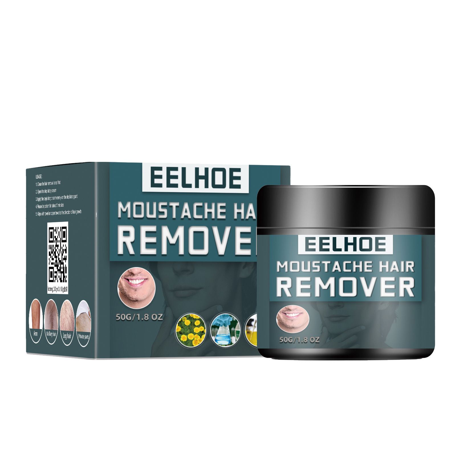 EELHOE Men's Hair Removal Cream, keeps the body clean without harming the skin, gentle and non-irritating for facial beard, underarm, leg, and chest hair