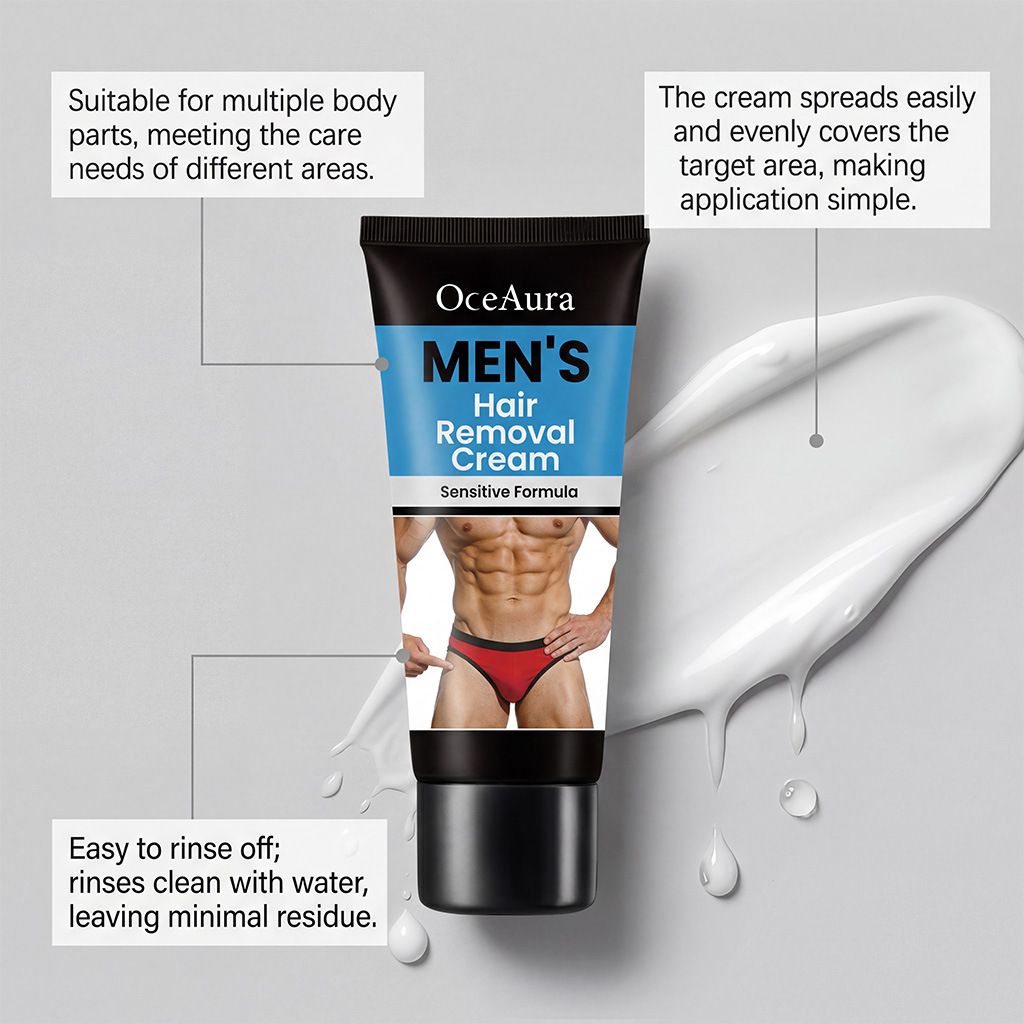 OCEAURA Men's Gentle Body Hair Care Cream Clean Skin, Fluffy Hair Moisturizing and Smooth Body Hair Care Cream