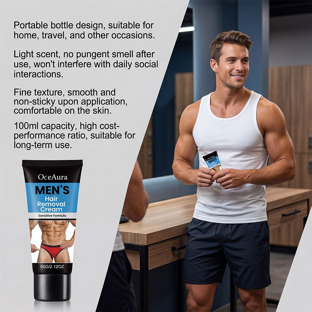 OCEAURA Men's Gentle Body Hair Care Cream Clean Skin, Fluffy Hair Moisturizing and Smooth Body Hair Care Cream