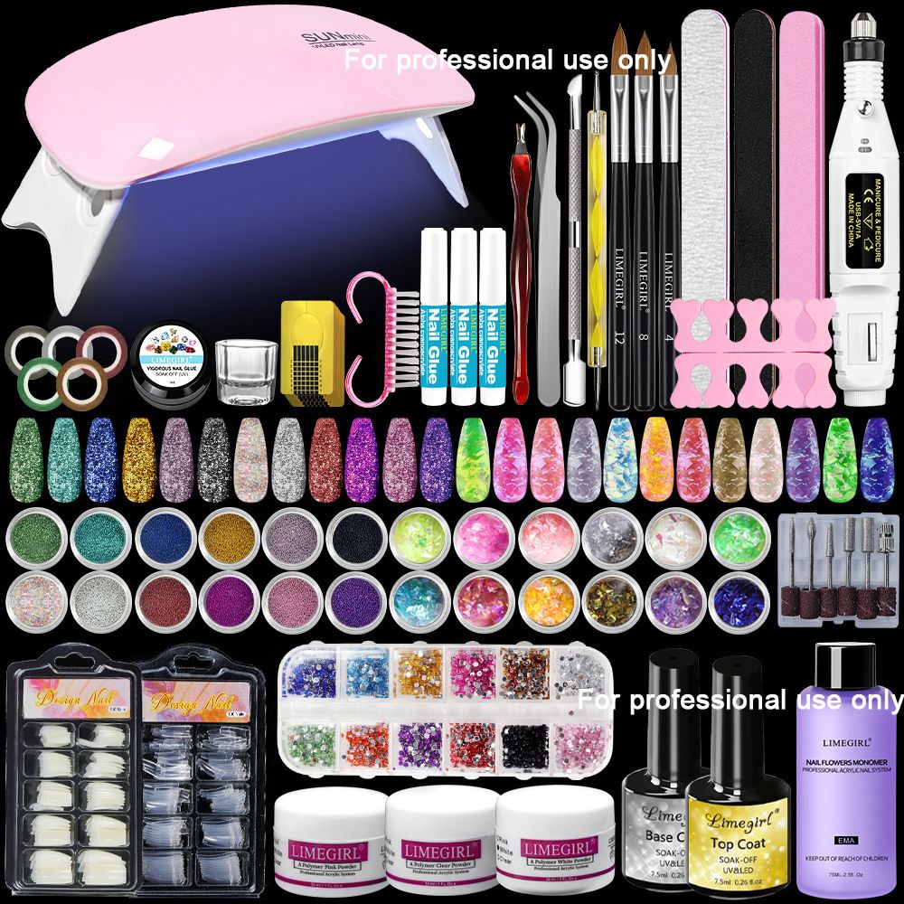 Nail crystal powder set includes nail brush and nails