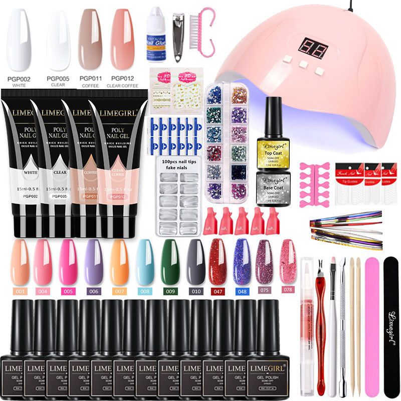 Limegirl Nail Glitter Set Including Crystal Extension Gel Nail Polish and Nail Art Tools